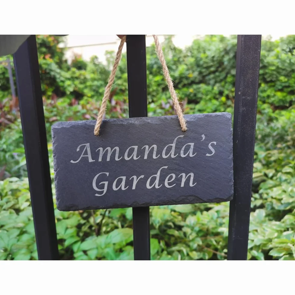 Plaque en ardoise personnalisée gravée, signe maison jardin décoration