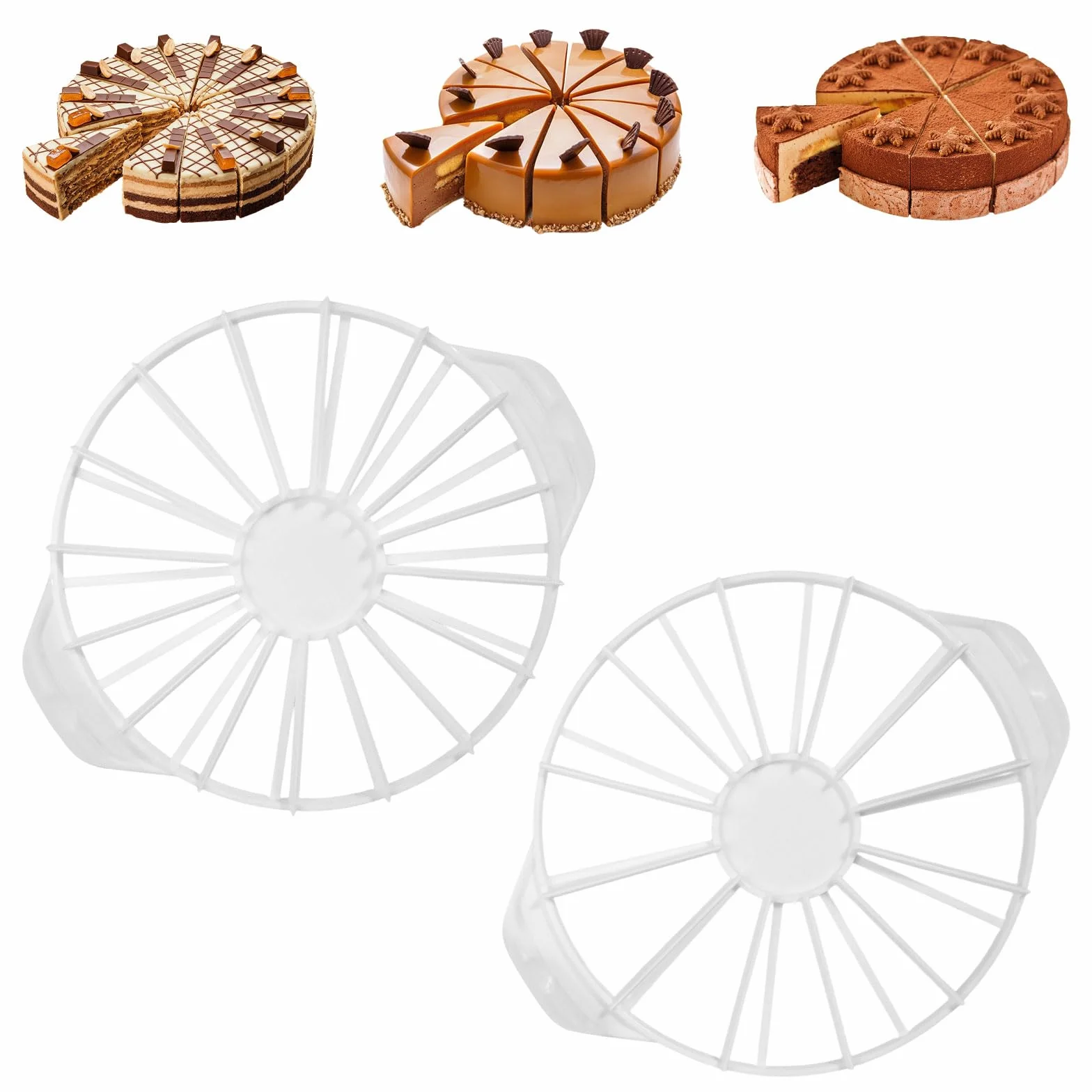 Lot de 2 coupe-gâteaux ronds en plastique - 10/12/14/16