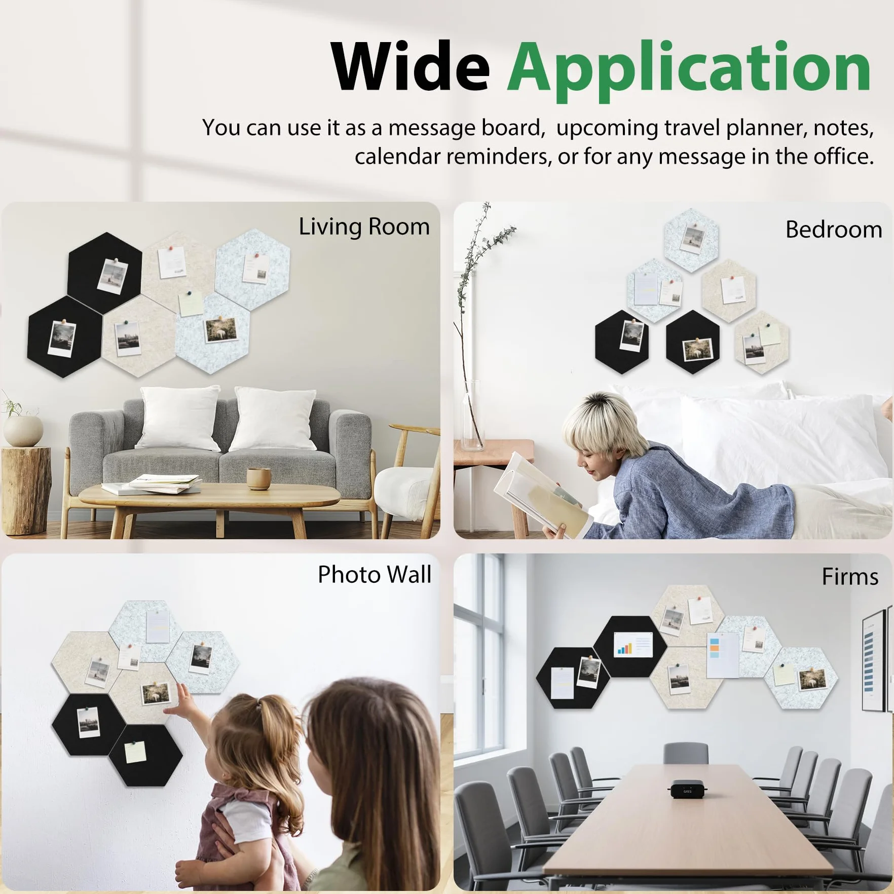 Autocollant mural hexagonal en feutre tableau mémo décoration murale cuisine chambre