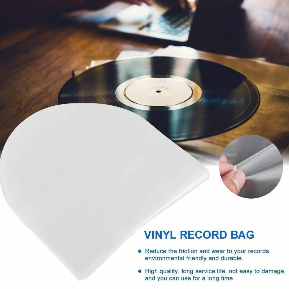 Cyrank 100pcs Vinyle Manchon Intérieur Antistatique 7in LP Transparent Housse de Protection