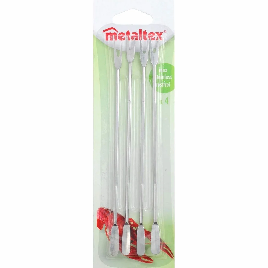 Metaltex Lot de 4 fourchettes à Homard en Acier Inoxydable Argenté 18 cm