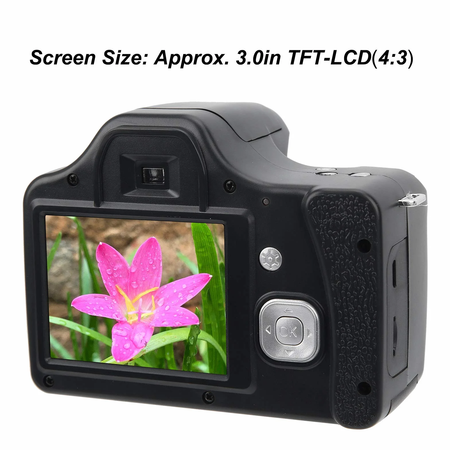 Cyfrowa Lustrzanka, 3,0-calowy Ekran LCD, 18-krotny Zoom Lustrzanka HD z Wbudowaną Lampą Błyskową, Przenośna Cyfrowa Kamera o Długiej Ogniskowej do(Wersja standardowa + obiektyw szerokokątny)