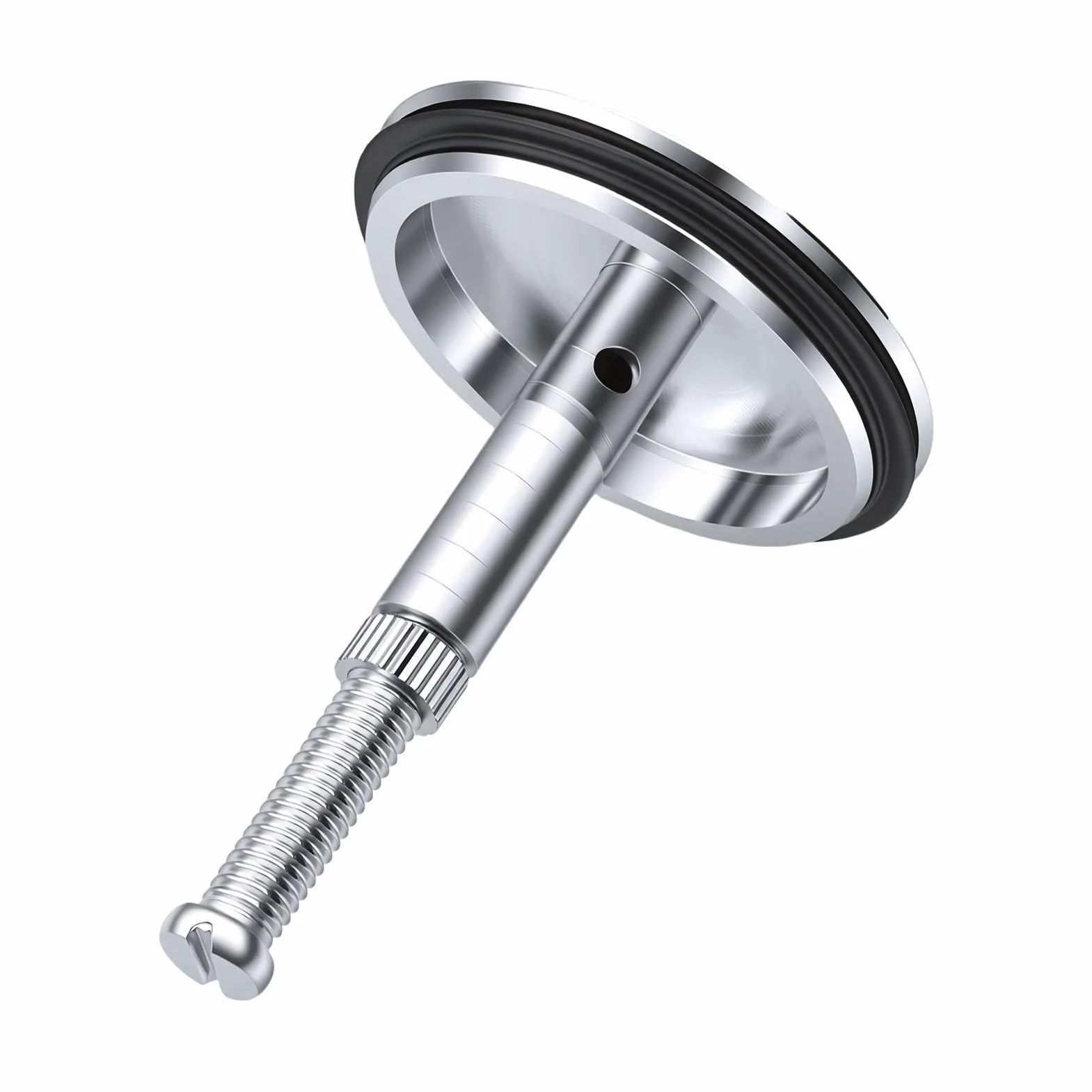 Bouchon Baignoire 43mm Double Joint d'Étanchéité Chromé Laiton pour Éviers Lavabos Standard Montage sans Outil Hauteur Réglable 45-70mm