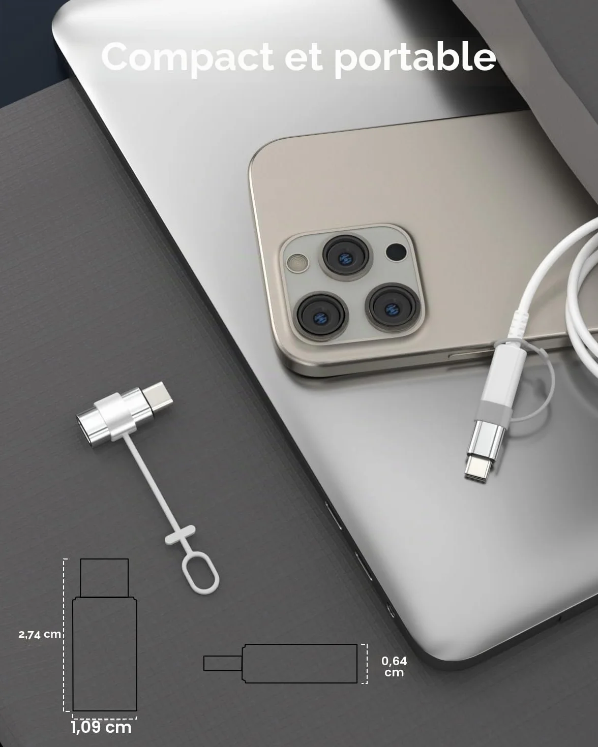 Adaptateur Lightning vers USB C pour iPhone 15/16 Pro/Plus/Pro Max, Samsung S24, Charge et Transfert de Données, Câble Type C