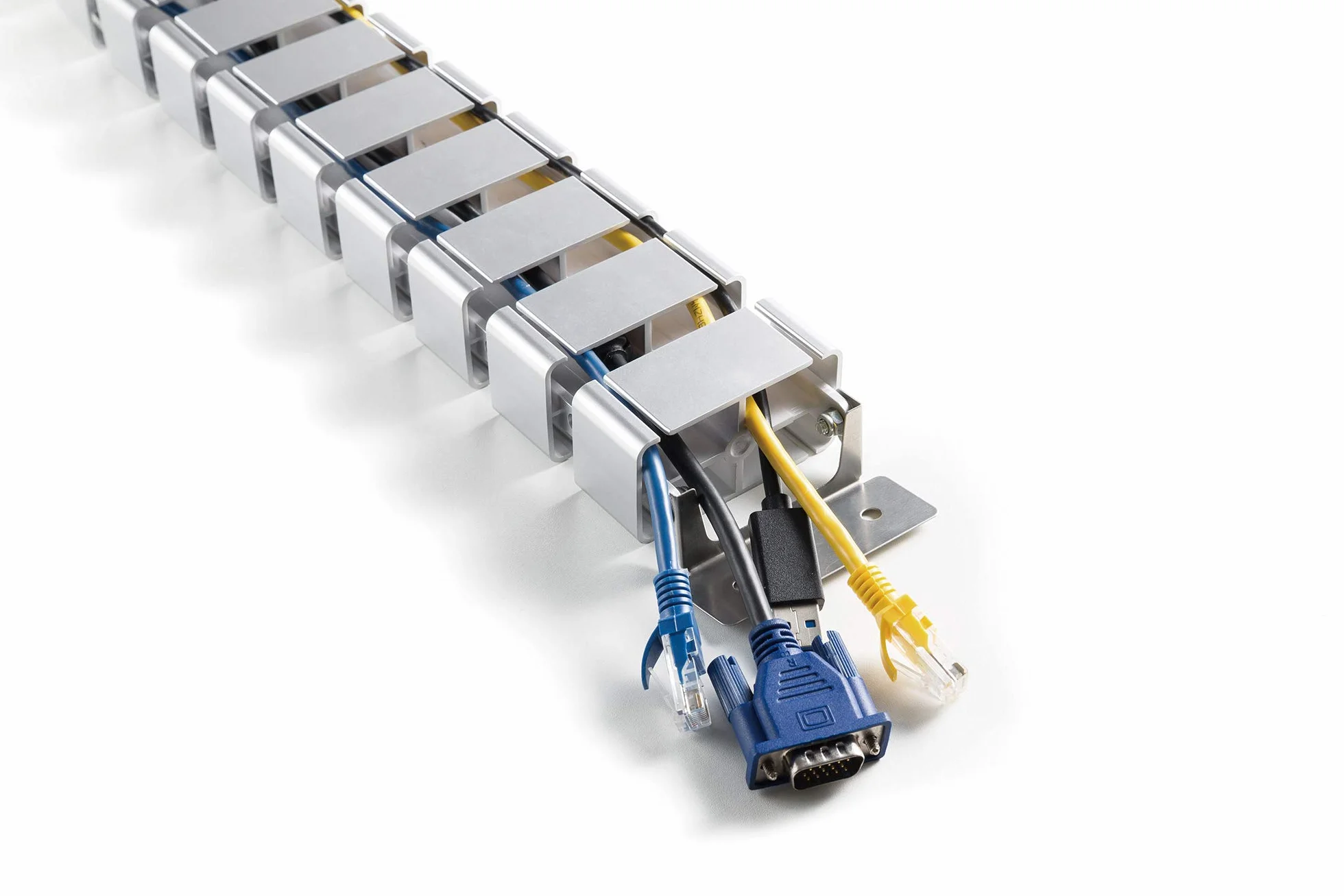 DIGITUS Pionowe prowadnice kabla - elastyczne zarządzanie kablami biurkowymi - metalowa podstawa - wysokość stołu do 130 cm - srebrny, normalny, DA-90506