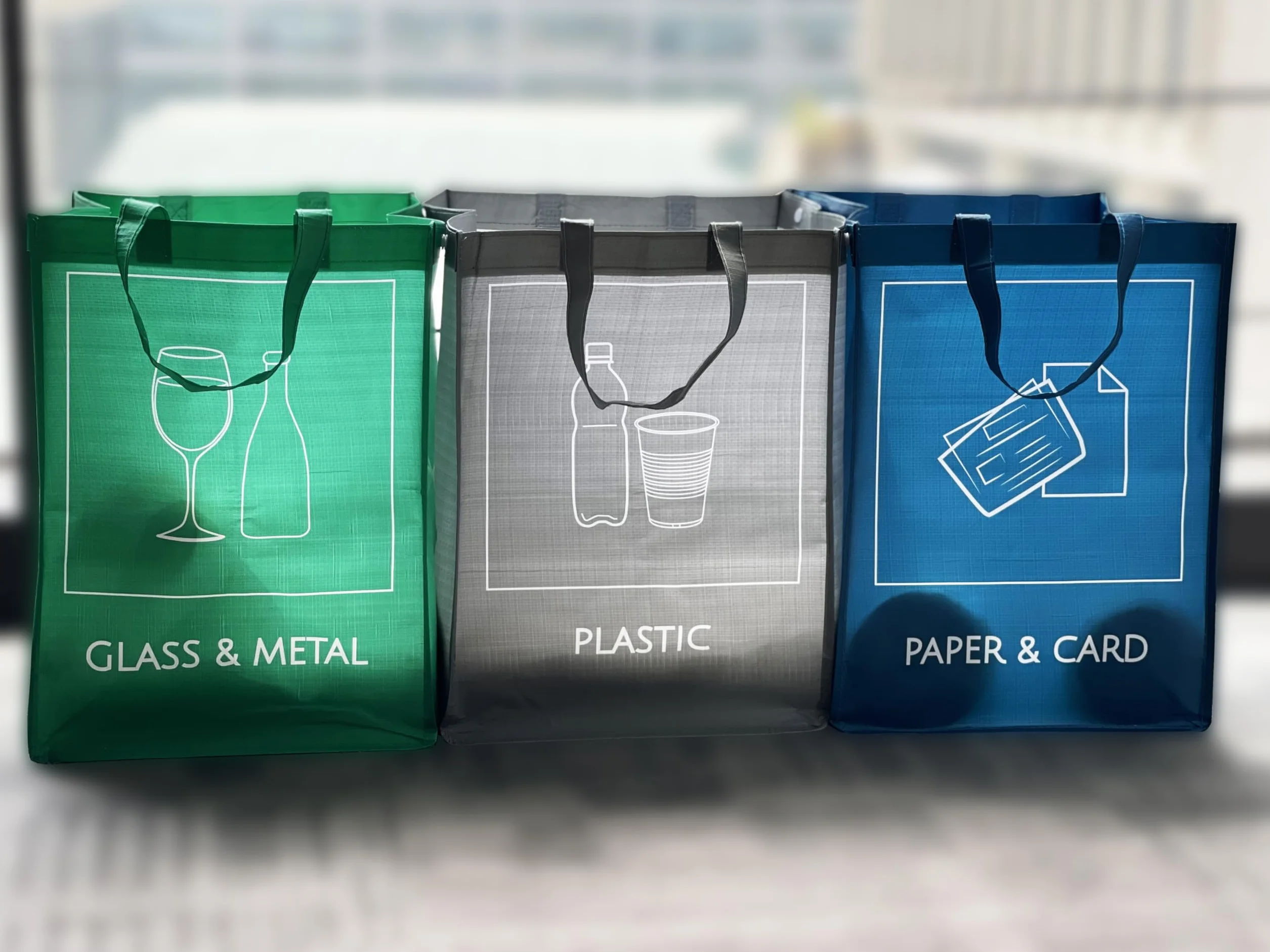 Sacs de tri sélectif réutilisables pack de 3, organisateur de tri, poubelles de recyclage étanches