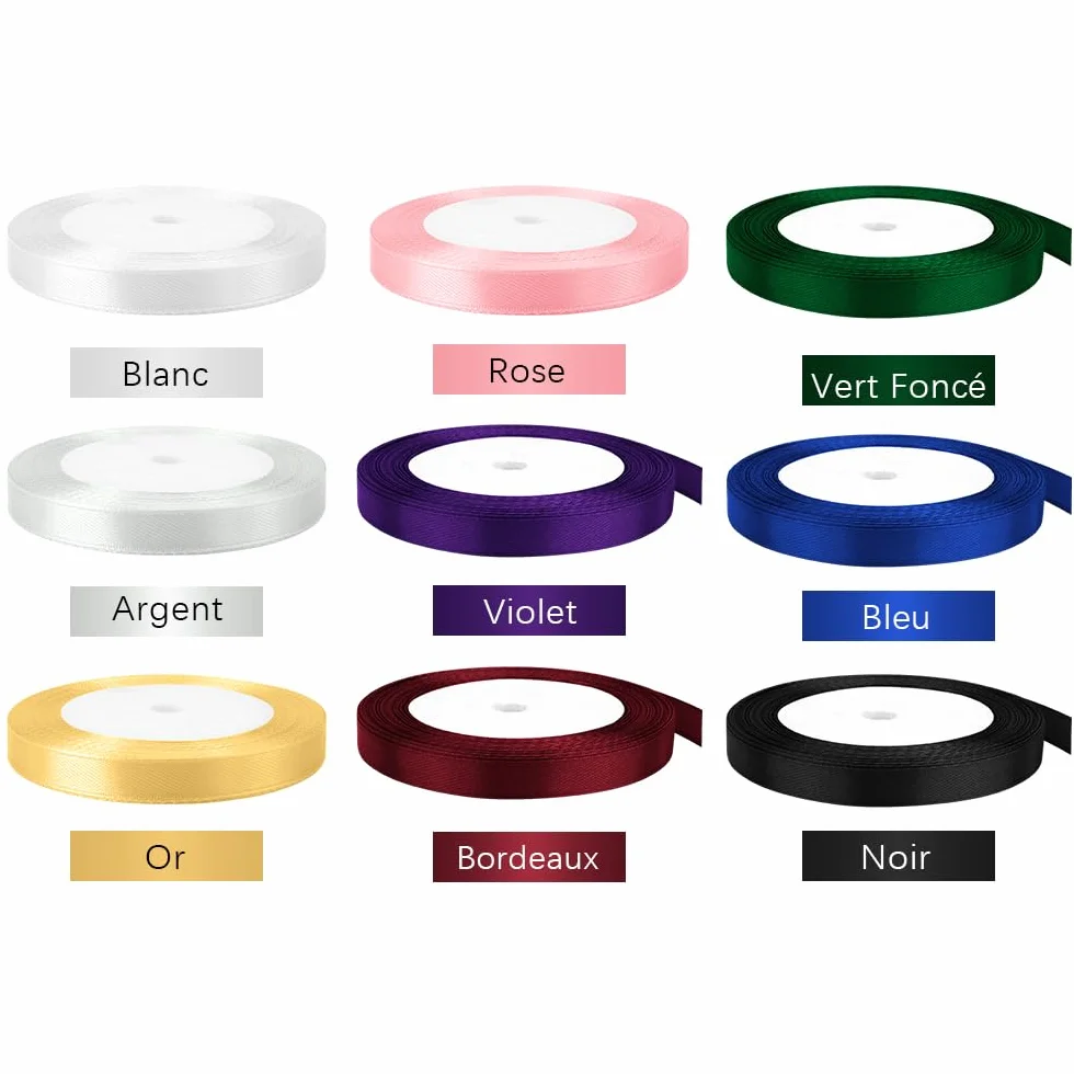 Ruban Satin 10mm x 23m Rouge Carmin Bordeaux pour Cadeau Mariage Fête