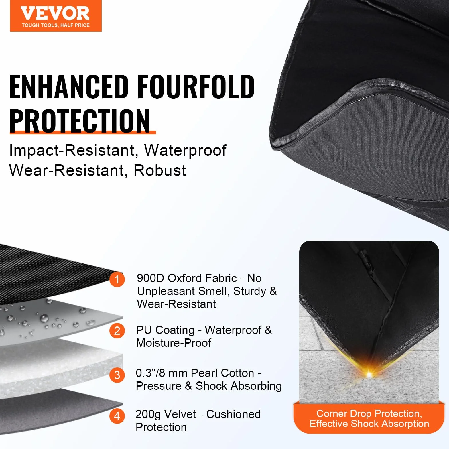 VEVOR Etui na teleskop 760 x 330 x 260 mm, torba do przechowywania teleskopu z paskiem bezpieczeństwa, kieszenie i wygodne paski kieszeń na ramię do rury optycznej i statywu, czarny, Czarny (Black),