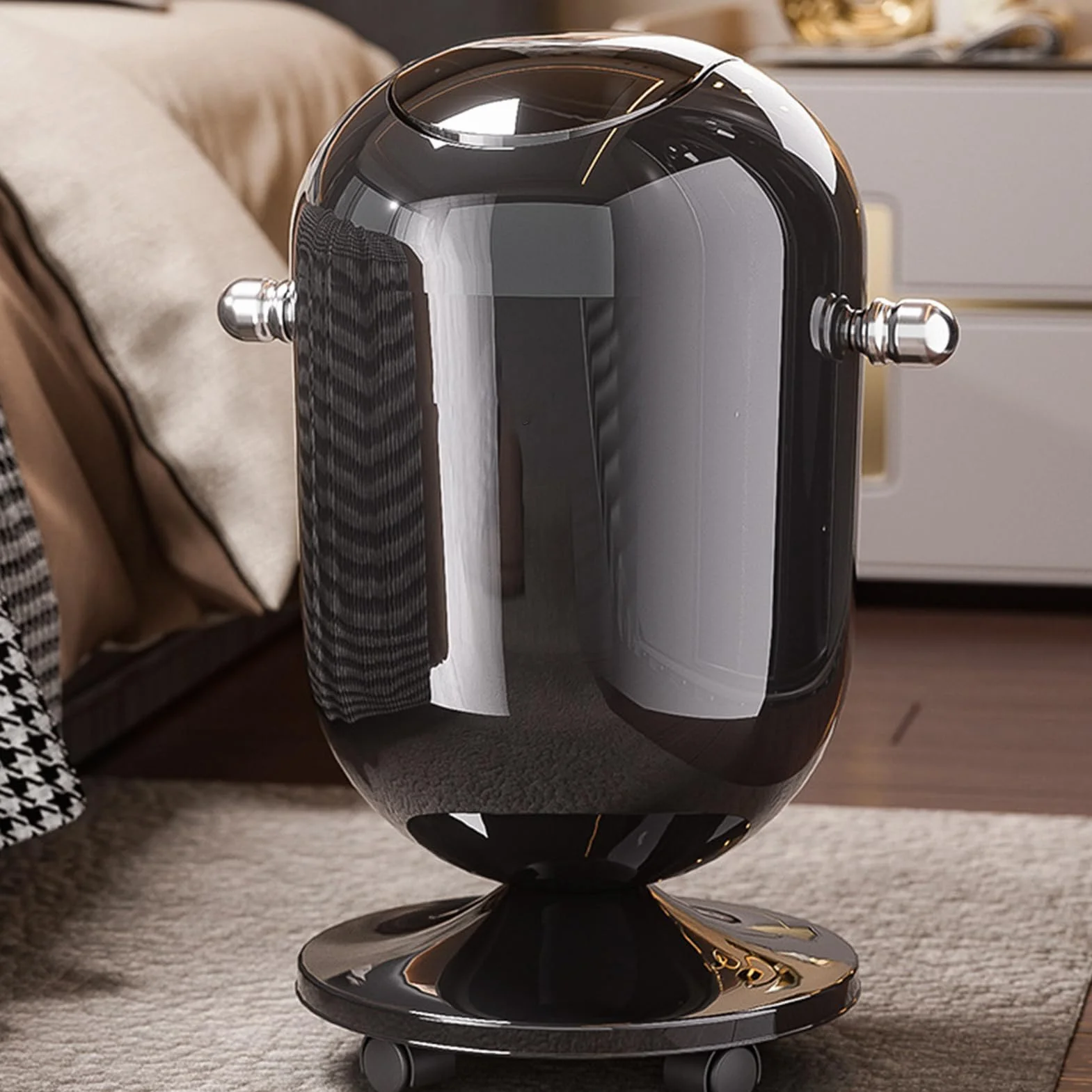 Poubelle De Cuisine 15 Litres Avec Roues Organisateur De Stockage Salle De Bain