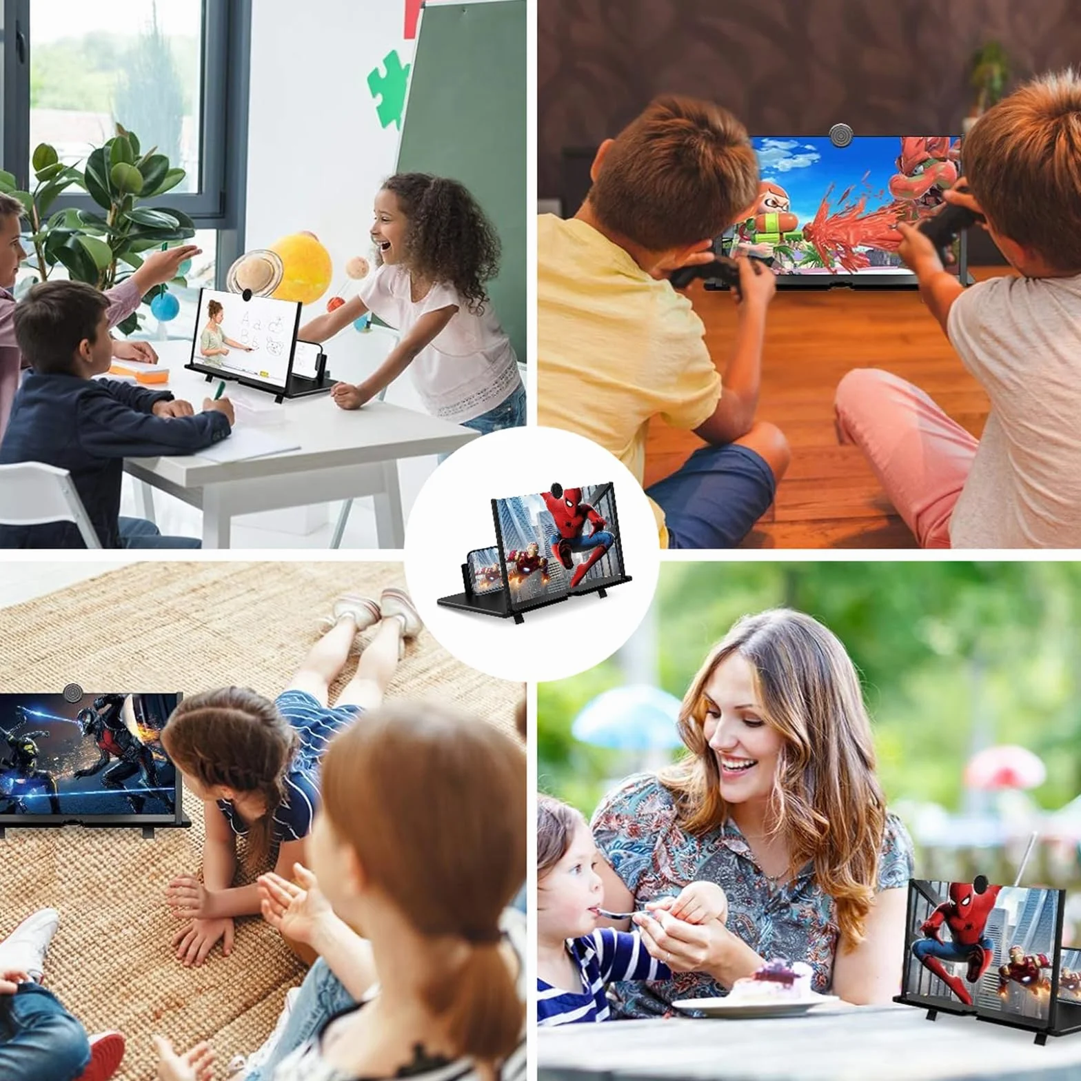 Lupa powiększająca do telefonu komórkowego 14 cali, 3D HD, składana lupa na ekran, telefon komórkowy do oglądania filmów i filmów dla wszystkich smartfonów (czarna)