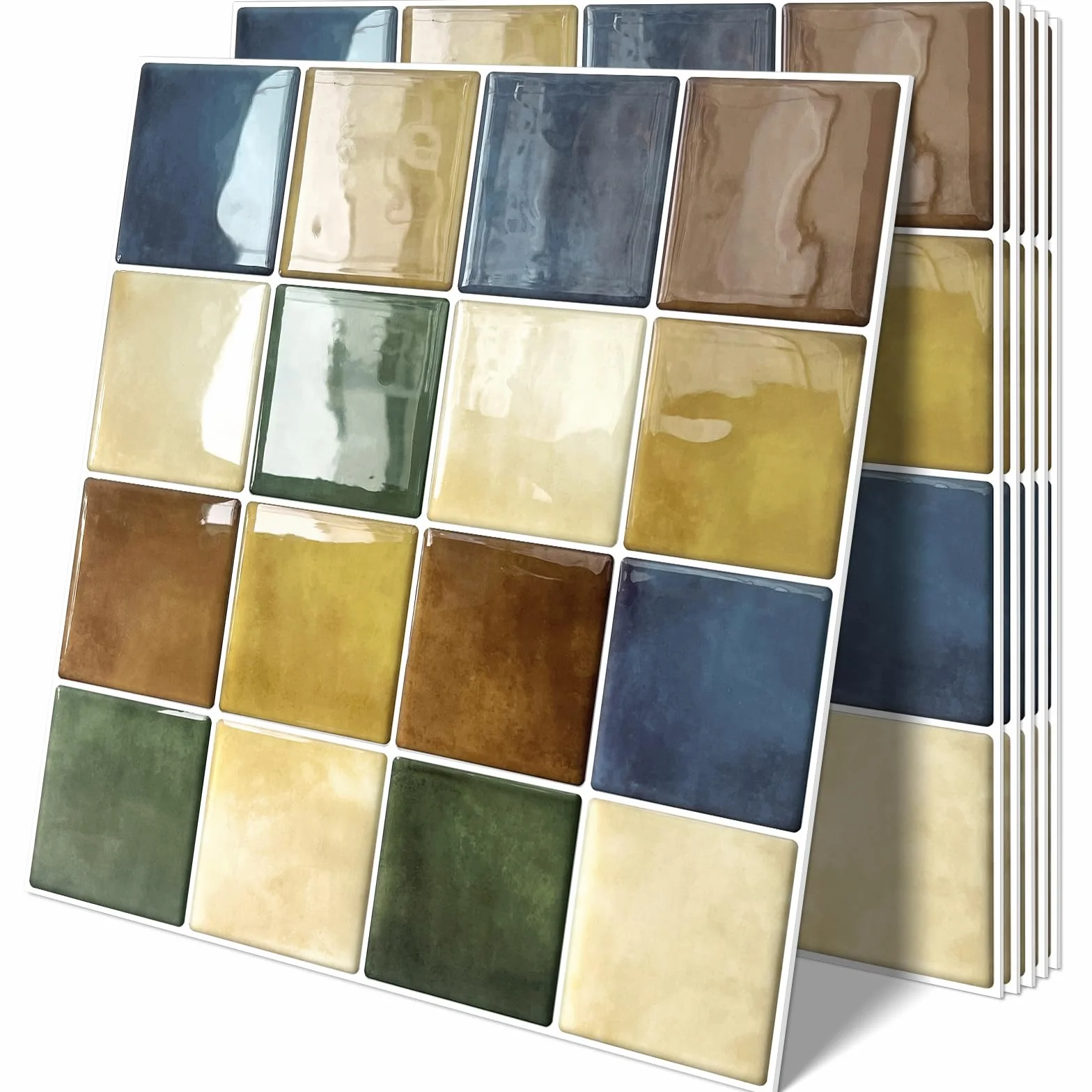 Adhésif Carrelage Mosaïque Autocollant 30.5x30.5 cm Multicolore Cuisine Salle de Bain 10 Pièces