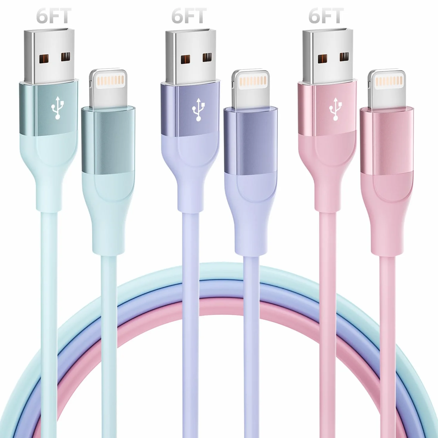 Câble Chargeur iPhone 2M Lot de 3 Charge Rapide Compatible iPhone 14 13 12 11 Pro Max XR XS X 8 7 6 Plus SE