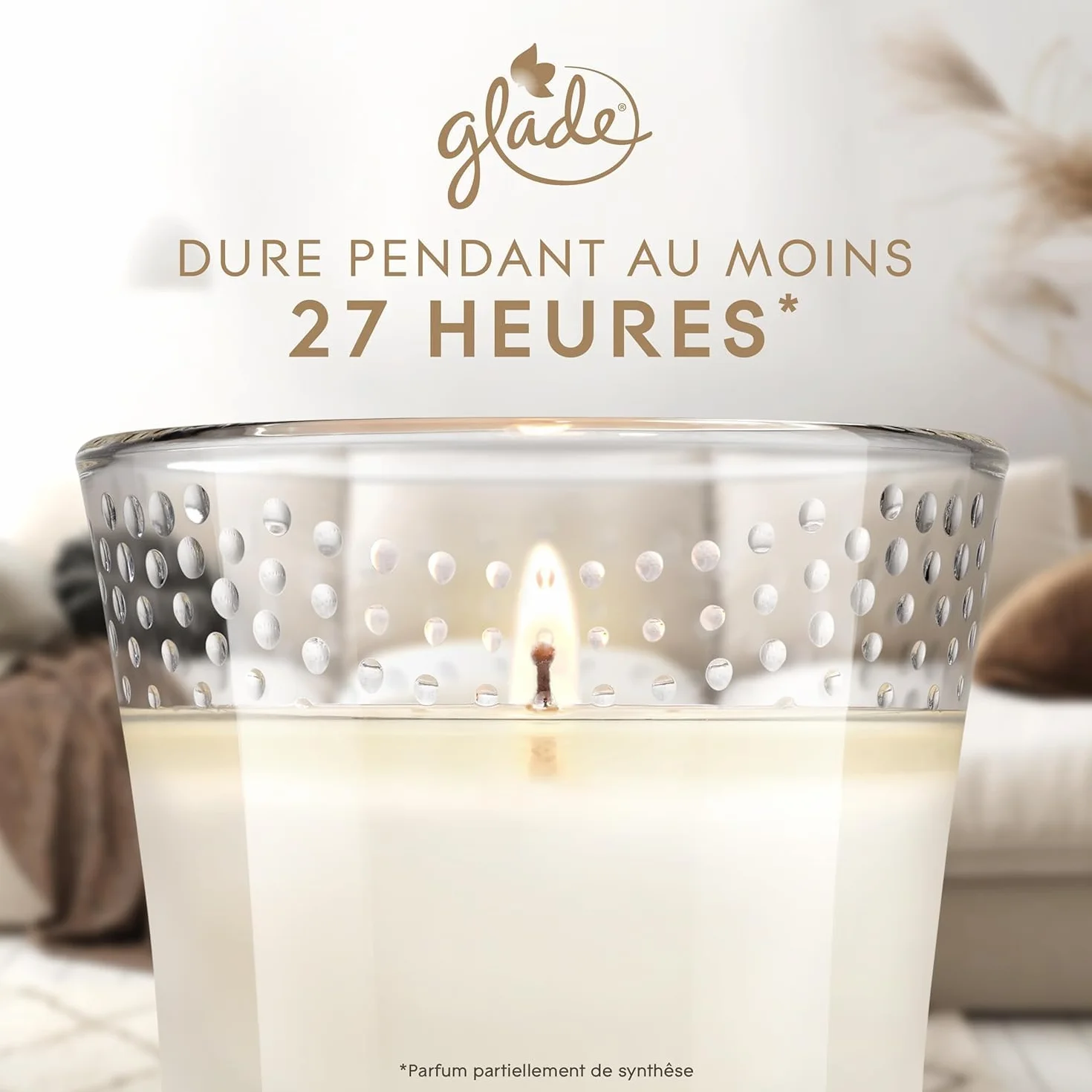 Glade Bougie Vegan Parfum Infusé Huiles Essentielles Romantic Vanilla Blossom 1 Bougie