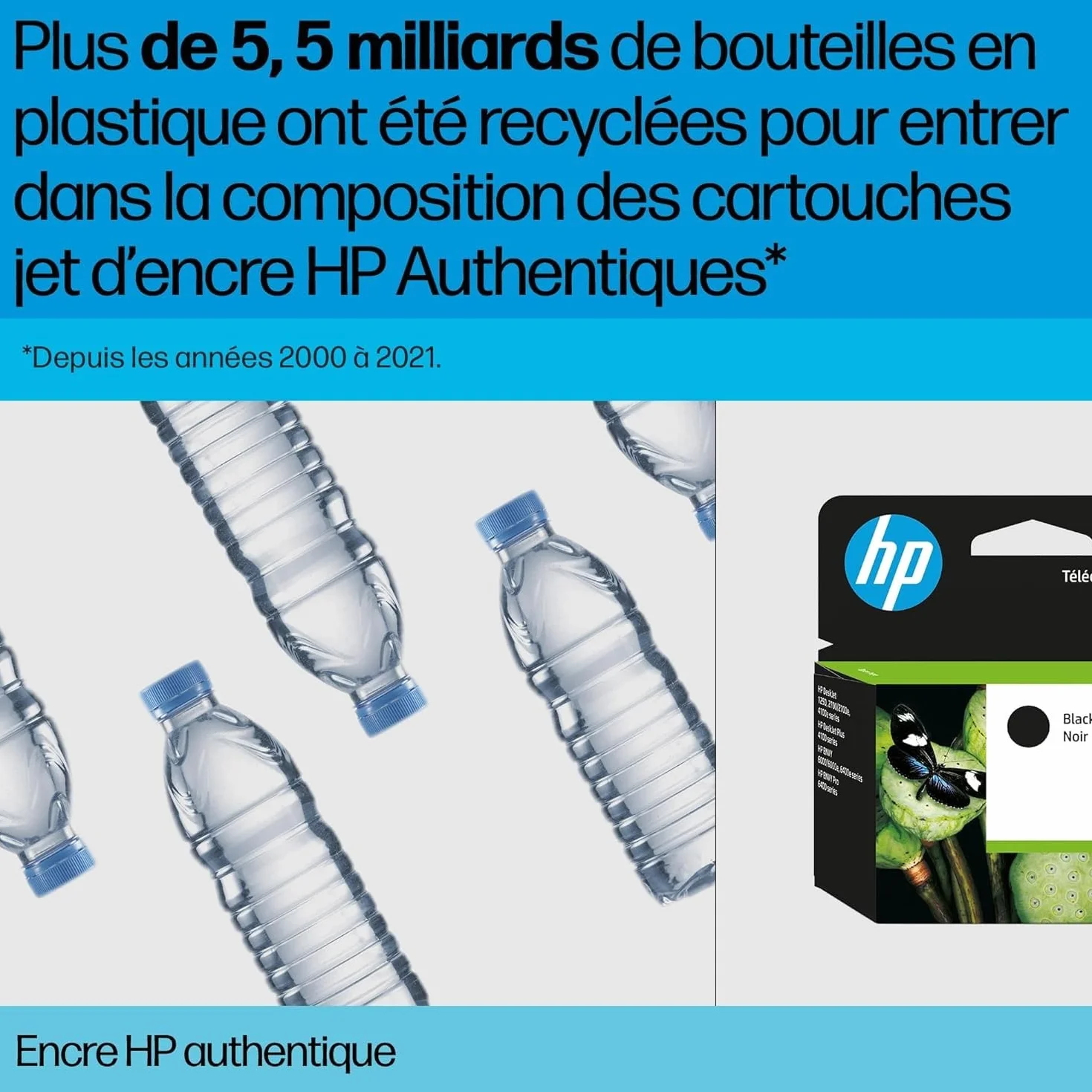 HP 302 F6U66AE Cartouche Originale Noir 190 Pages Compatible DeskJet 1110 2130 3630 Envy 4520 OfficeJet 3830 4650 5220 5230