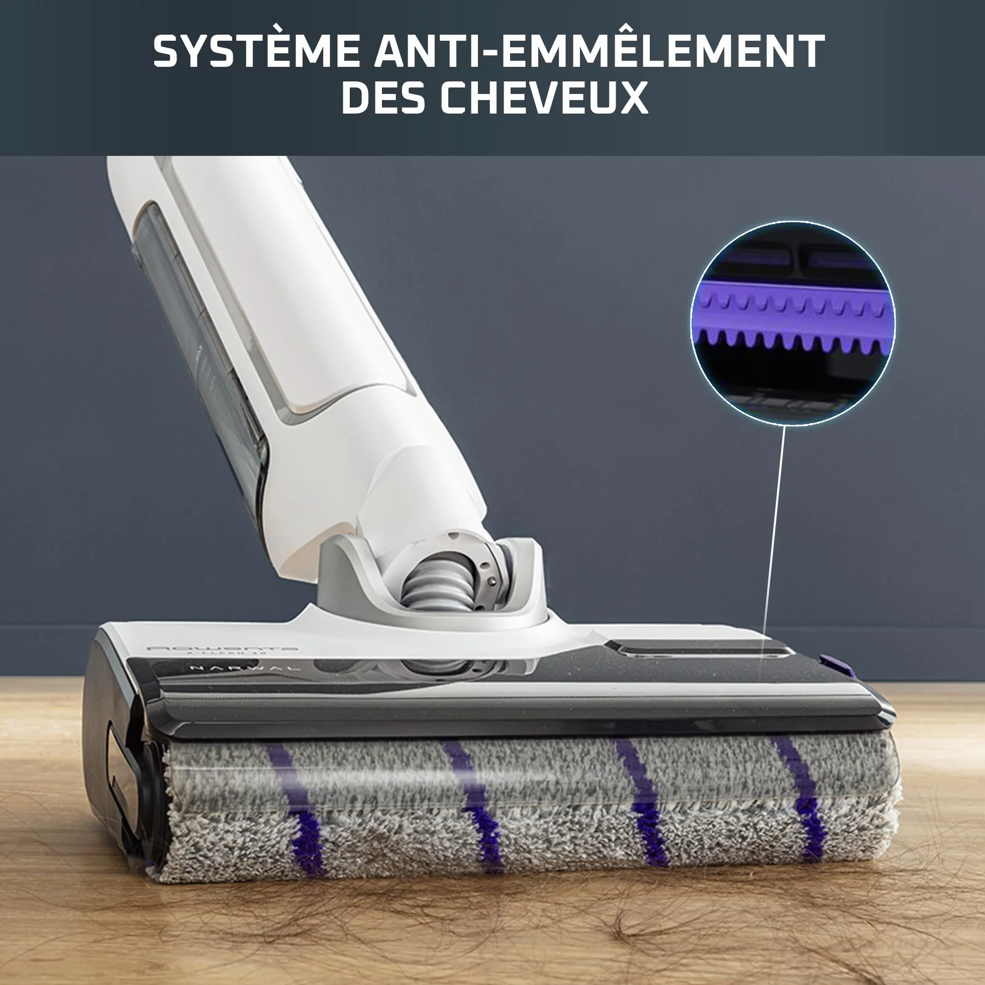 Rowenta Aspirateur Laveur sans fil X-Clean 10 180° Plat Auto-Nettoyage 65°C 60min Blanc GZ7540WO