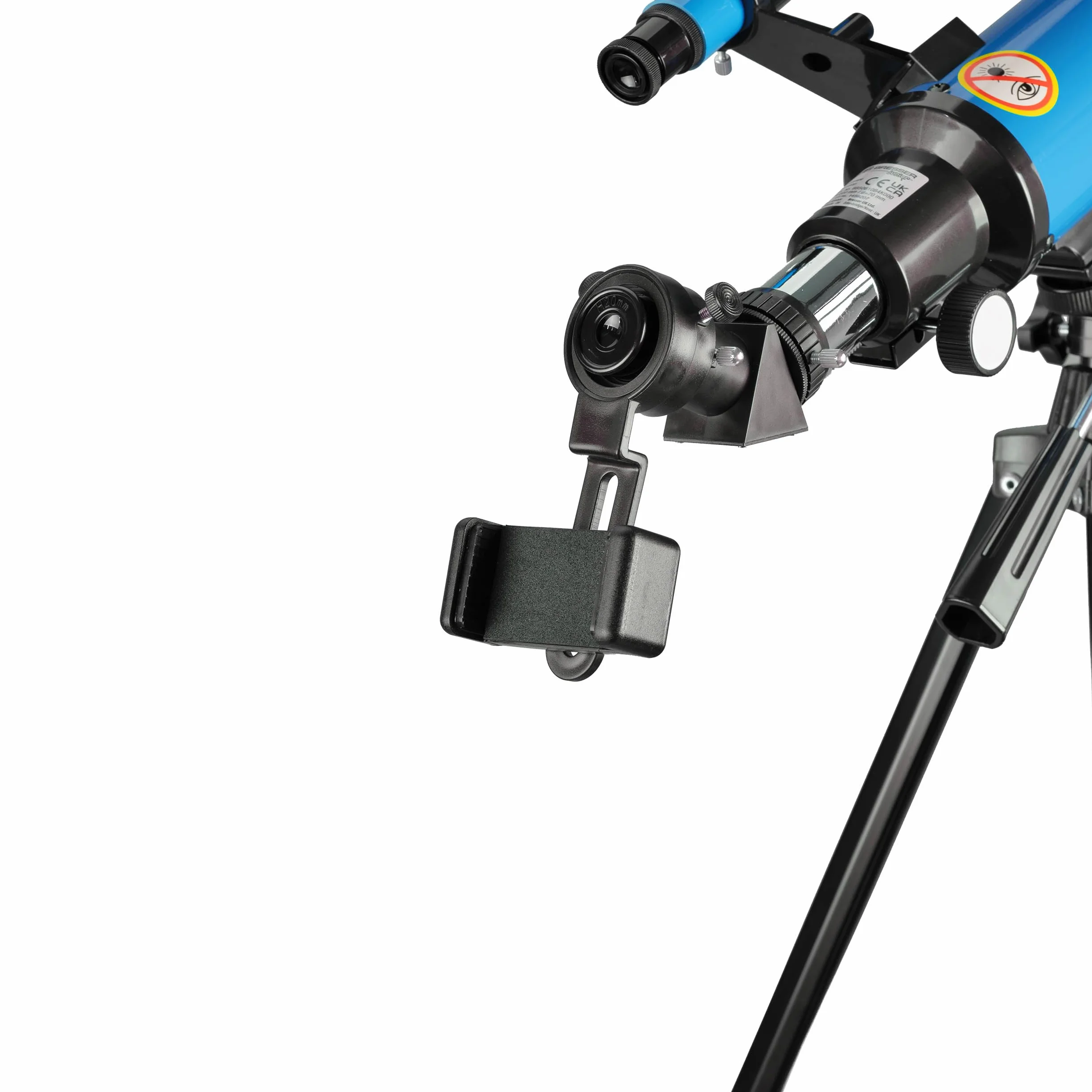 Bresser Junior teleskop dziecięcy 70/400 dla dzieci od 8 lat, astronomia, dla początkujących, teleskop z plecakiem, akcesoriami i uchwytem na smartfon, obserwacja nocnego nieba, niebieski