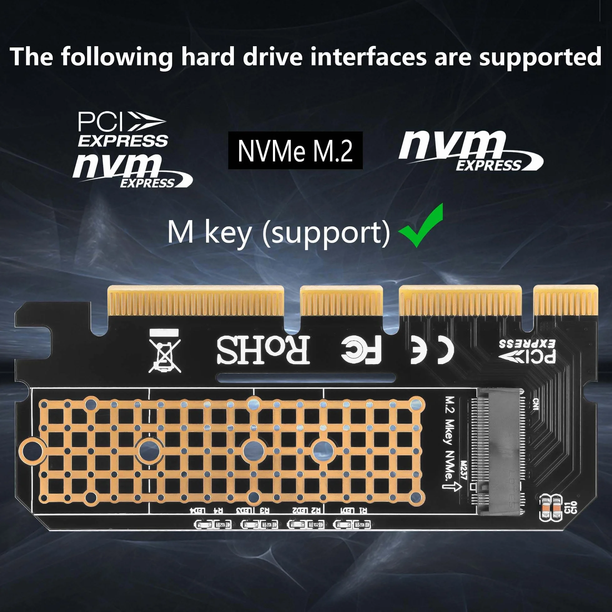 GINTOOYUN M.2 NVME SSD do PCIE 4X 8X 16X karta adaptera M. 2 M Key SSD do PCI-E 3.0 4X 8X 16X karta rozszerzeń obsługa SSD długość 2230 2242 2260 2280