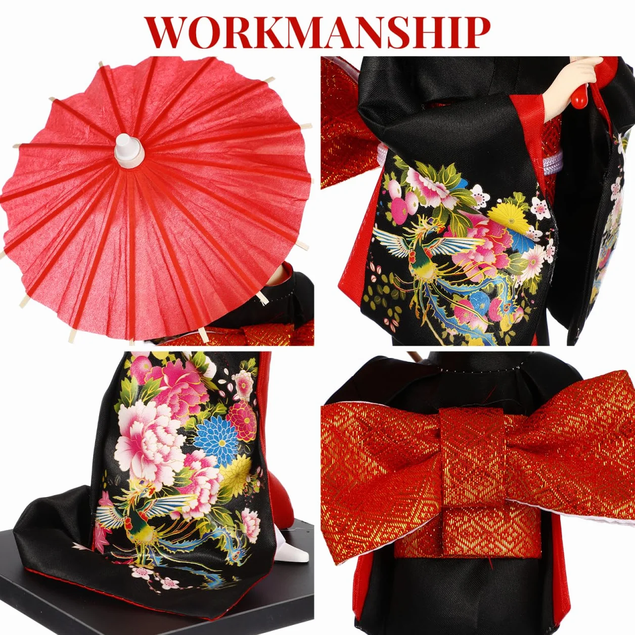 Poupée japonaise geisha kimono style traditionnel - Figurine asiatique de collection maison restaurant décoration fête