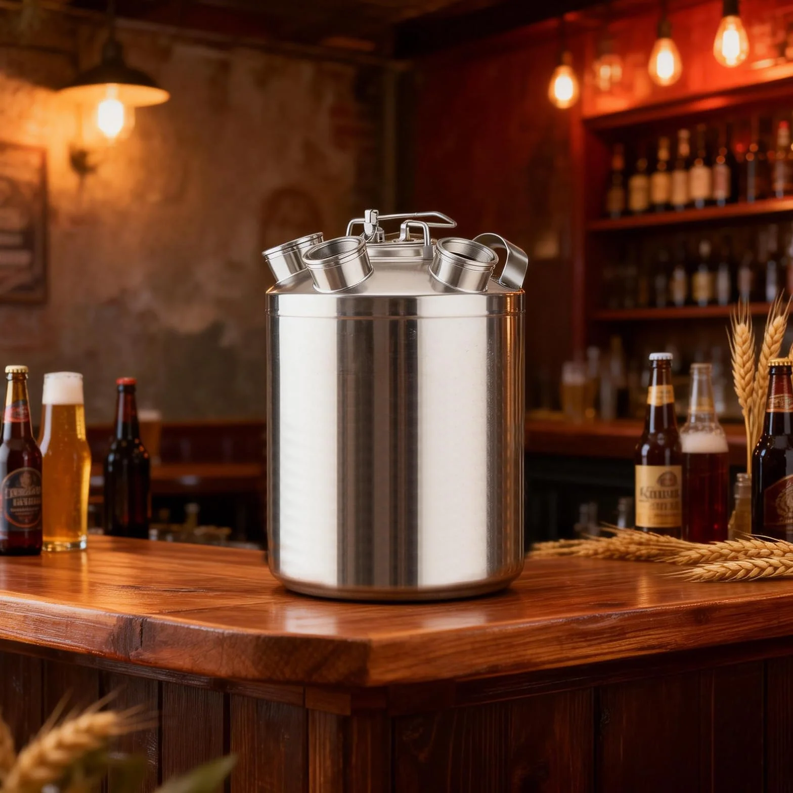 Fût de nettoyage de bière 10 l, en acier inoxydable, récipient de nettoyage à 4 têtes, avec brochettes A, S, G, D avec capuchon de fermeture pour machines à thé au lait et machines à jus