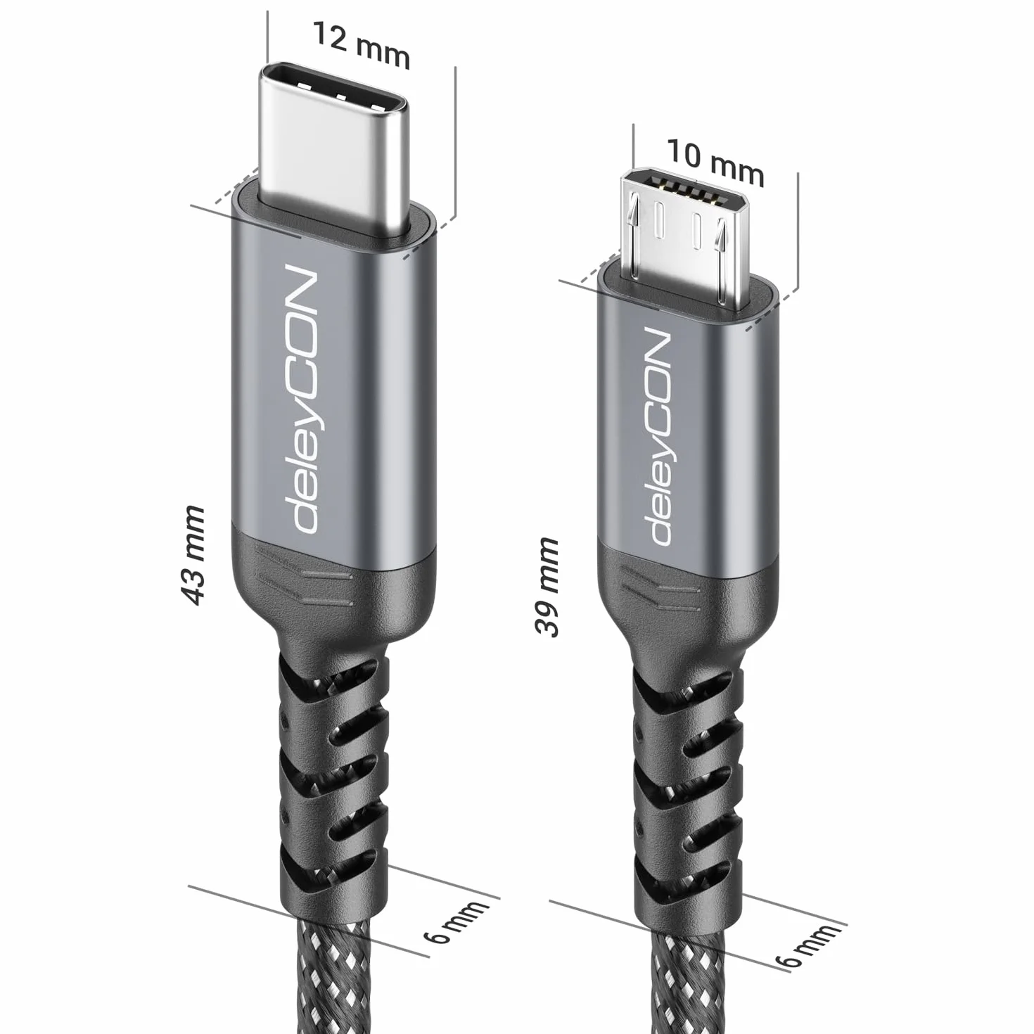 deleyCON 0,15m Krótki Kabel USB-C do Micro USB (ładowanie i Synchronizacja Urządzeń Micro USB) - do Kontrolera PS4, Telefonu, Smartfona, Tabletu, Aparatu itp.