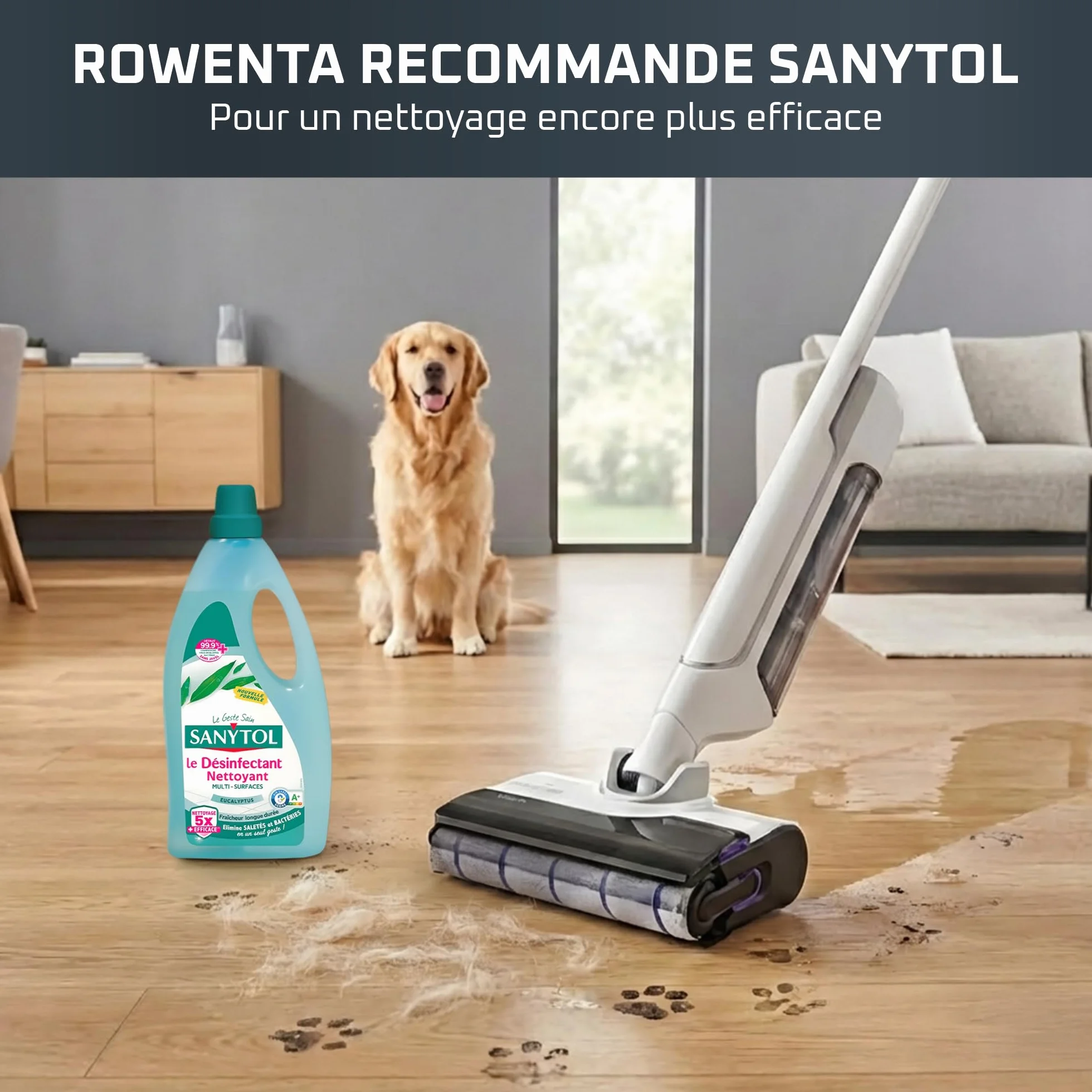 Rowenta Aspirateur Laveur sans fil X-Clean 10 180° Plat Auto-Nettoyage 65°C 60min Blanc GZ7540WO