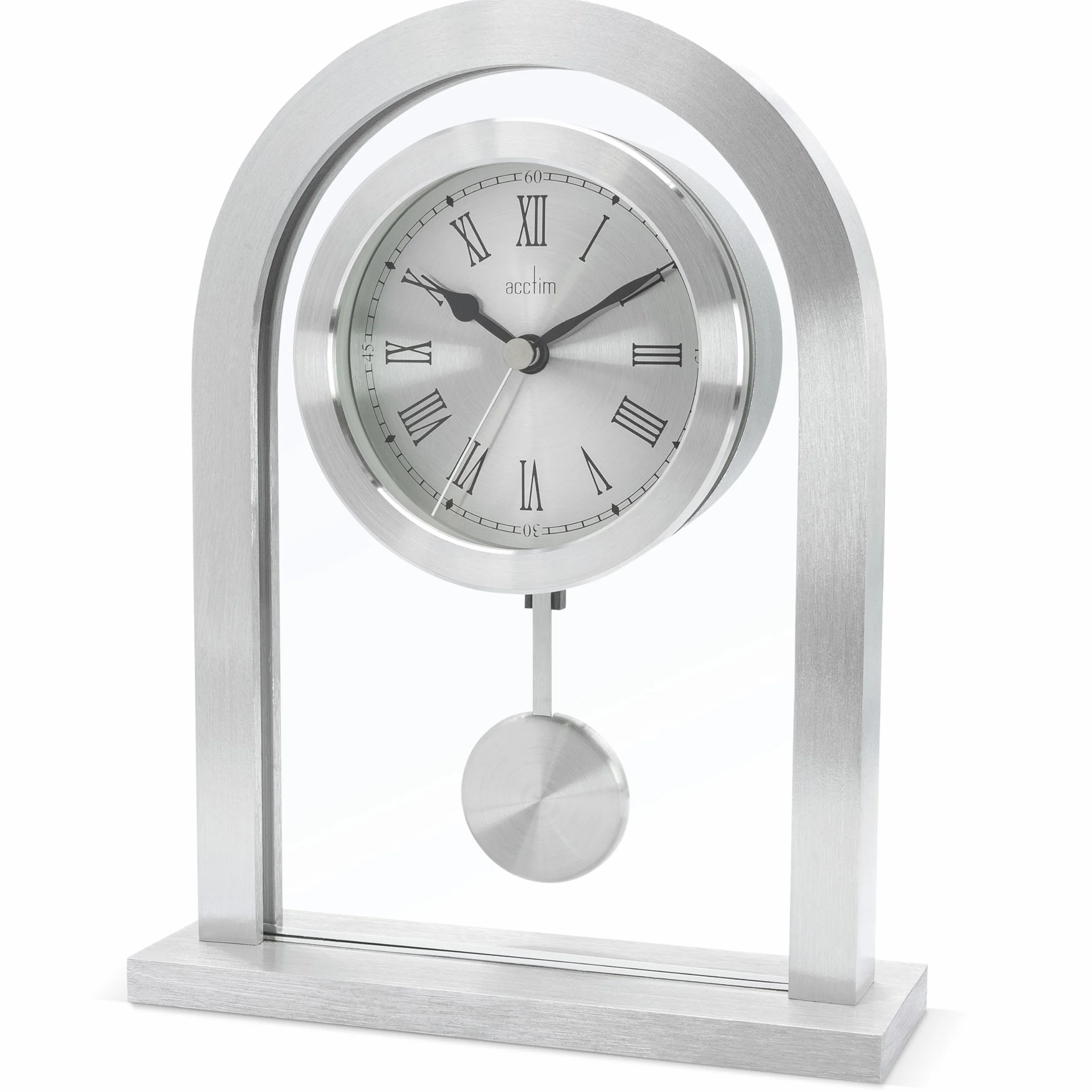 Acctim Pendule de cheminée argentée en Verre 200 x 165 x 50 mm
