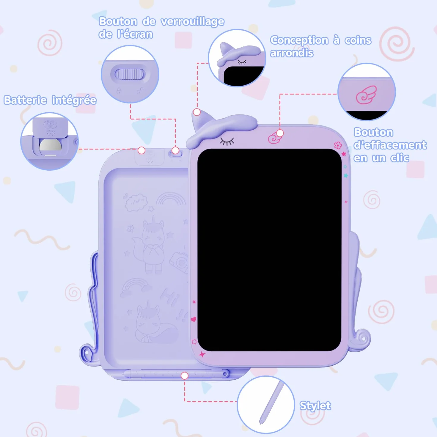 Ardoise Magique LCD 10 Pouces Écran Couleur Cadeau Enfant 3-8 Ans Anti-Lumière Bleue Dessin Réutilisable