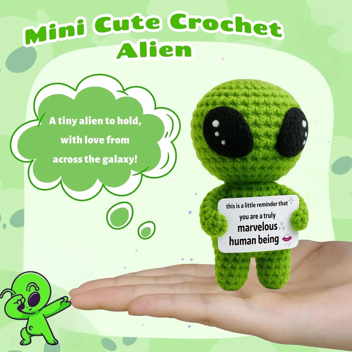 Poupée Peluche Pwsap Alien Tricotée Positive avec Porte-clés, Cadeau Créative pour Famille