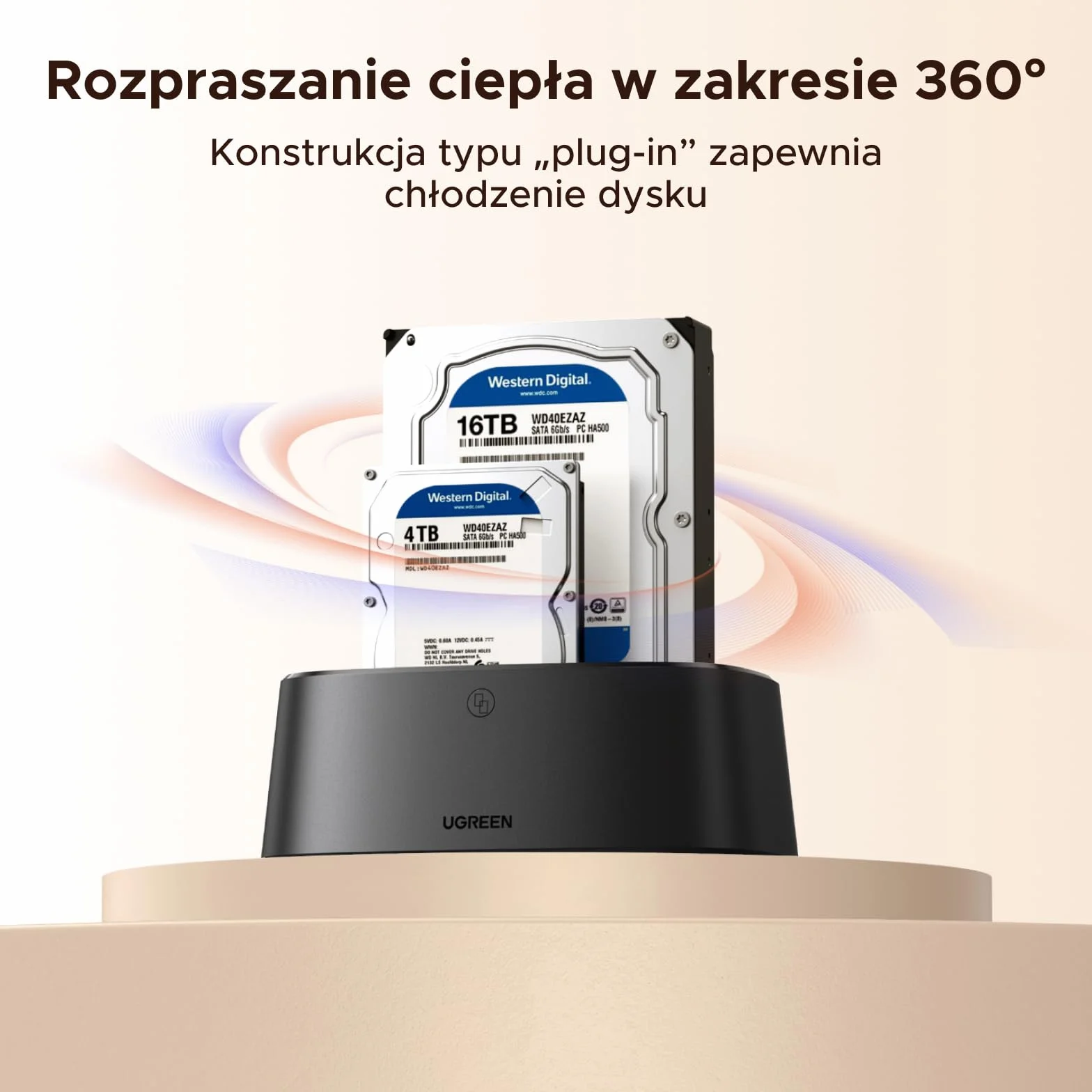 UGREEN Stacja dokująca do dysków twardych, stacja dokująca USB 3.0 HDD do dysków twardych SATA HDD i SSD 2,5'»/3,5«', adapter dysków twardych Dual Bay 5 Gb/s obsługuje klonowanie offline i UASP