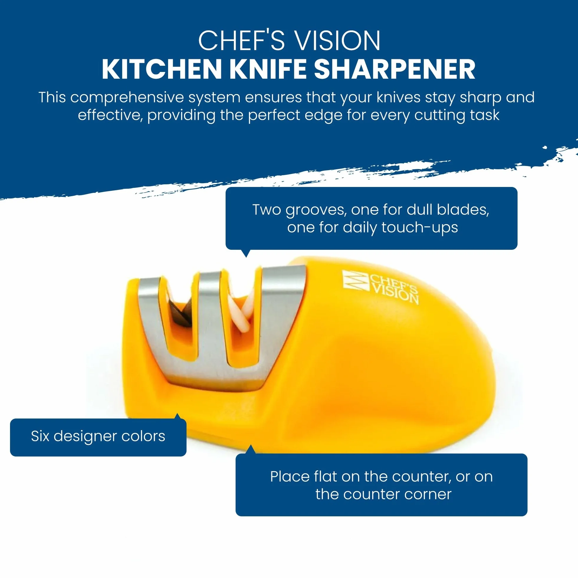 Affûteur de Couteaux Chef’s Vision SmarterEdge Double Rainure Orange Compact