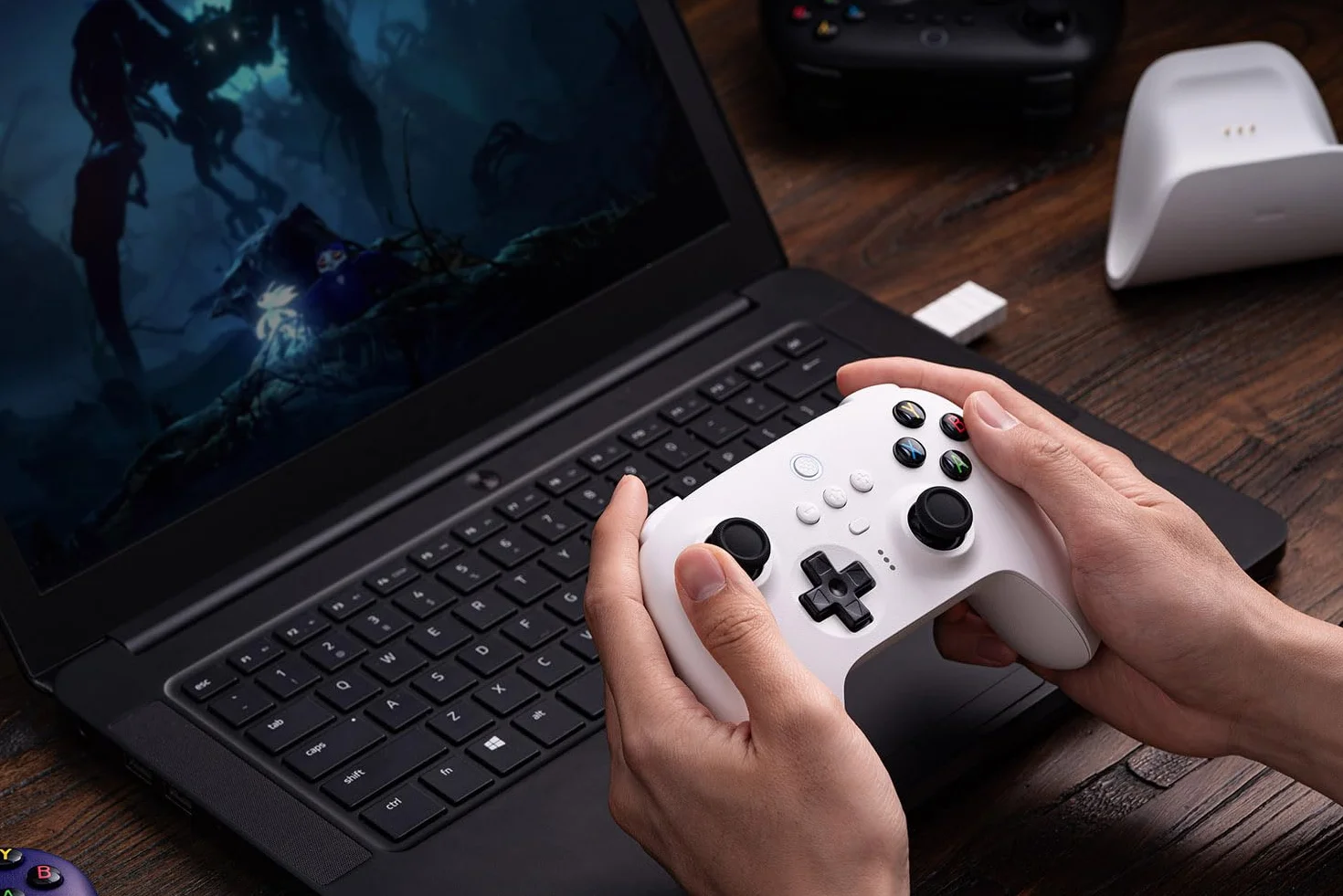 8Bitdo Ultimate 2.4G Wireless Controller with Hall Effect Joystick for PC, Android, Steam Deck, Apple (White)