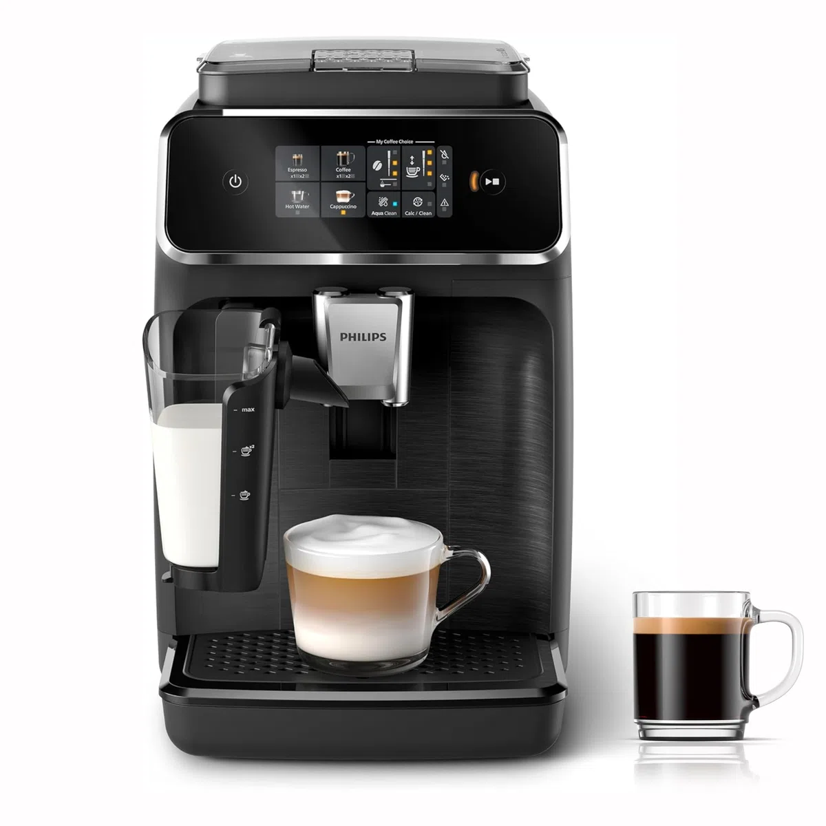 PHILIPS machine à café grain 2300, 4 boissons, carafe LatteGo, Noir mat