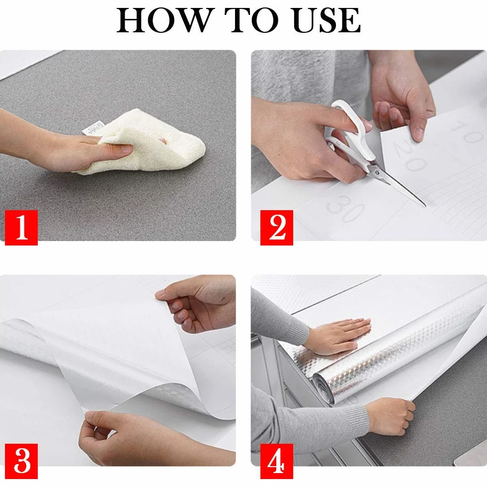 Feuille Aluminium Autocollante 40cm x 2M Rouleaux Anti-moisissure Etanche Anti-Huile Cuisine Argent