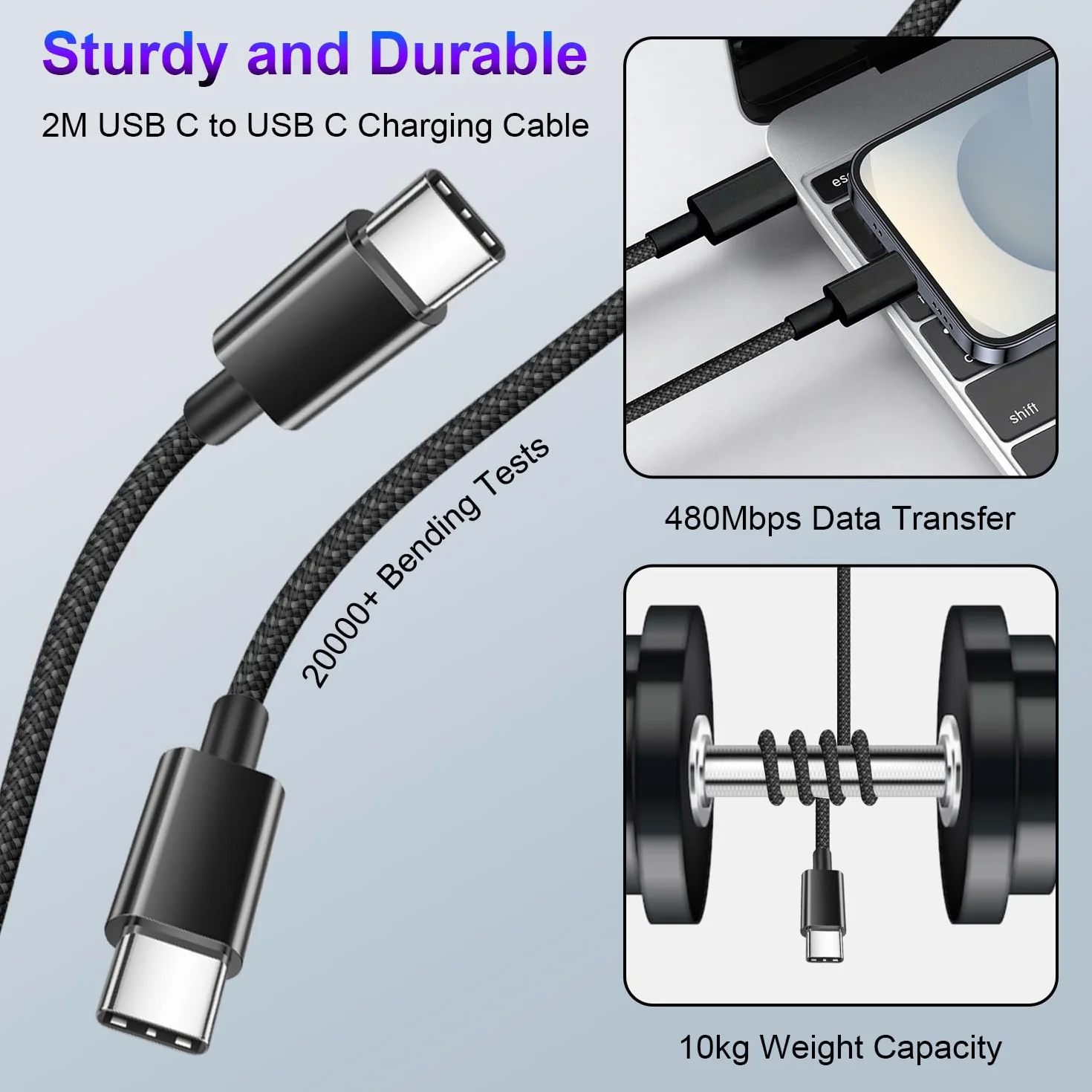 Szybka ładowarka USB C 45 W Bimker do Samsung Galaxy S25 Ultra/S24/S23/S23+/S23/S22/S21/S20/Note20/A73/A53/Note 20, Flip5, Fold4, ładowarka Samsung do szybkiego ładowania z 2M nylonowym kablem USB C