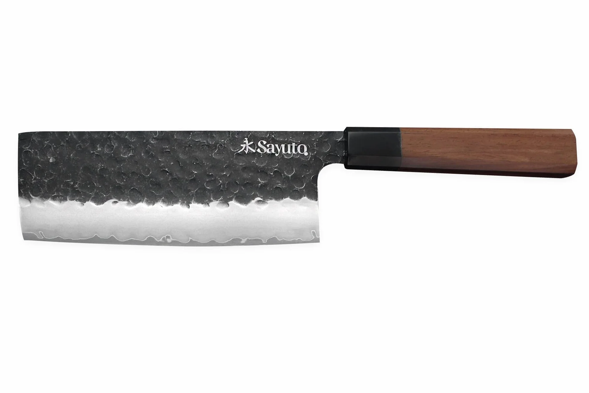 Séquoia San Mai - Couteau Nakiri Design Japonais Spécial Légumes Lame 17cm 3 Couches Carbone Manche Bois de Séquoia - Vendu dans un Coffret