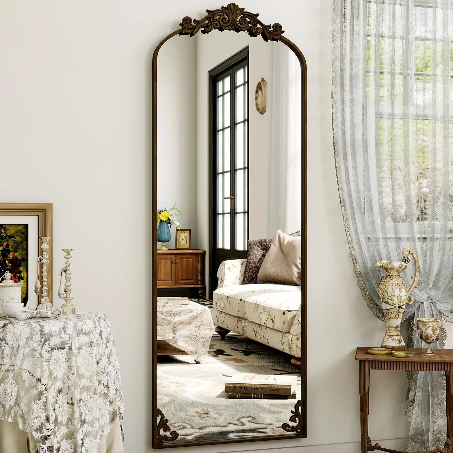 Koonmi Miroir sur Pied Vintage Pleine Longueur 52 x 163 cm incassable pour Chambre
