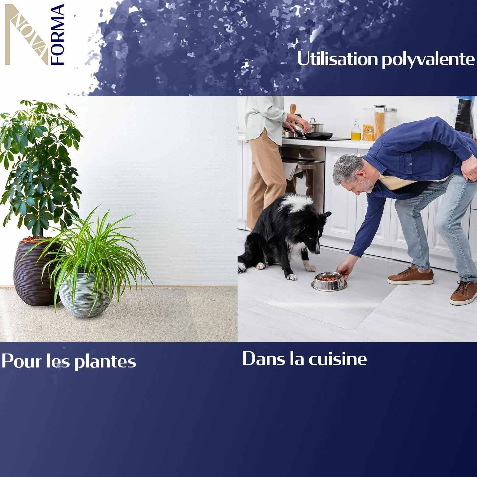 NOVA FORMA Tapis de Protection de Sol en Pet recyclé pour sols durs – Tapis antidérapant sous Chaise de Bureau – Protège Sol Contre Les Rayures & Les salissures – 116 x 150 cm, Transparent