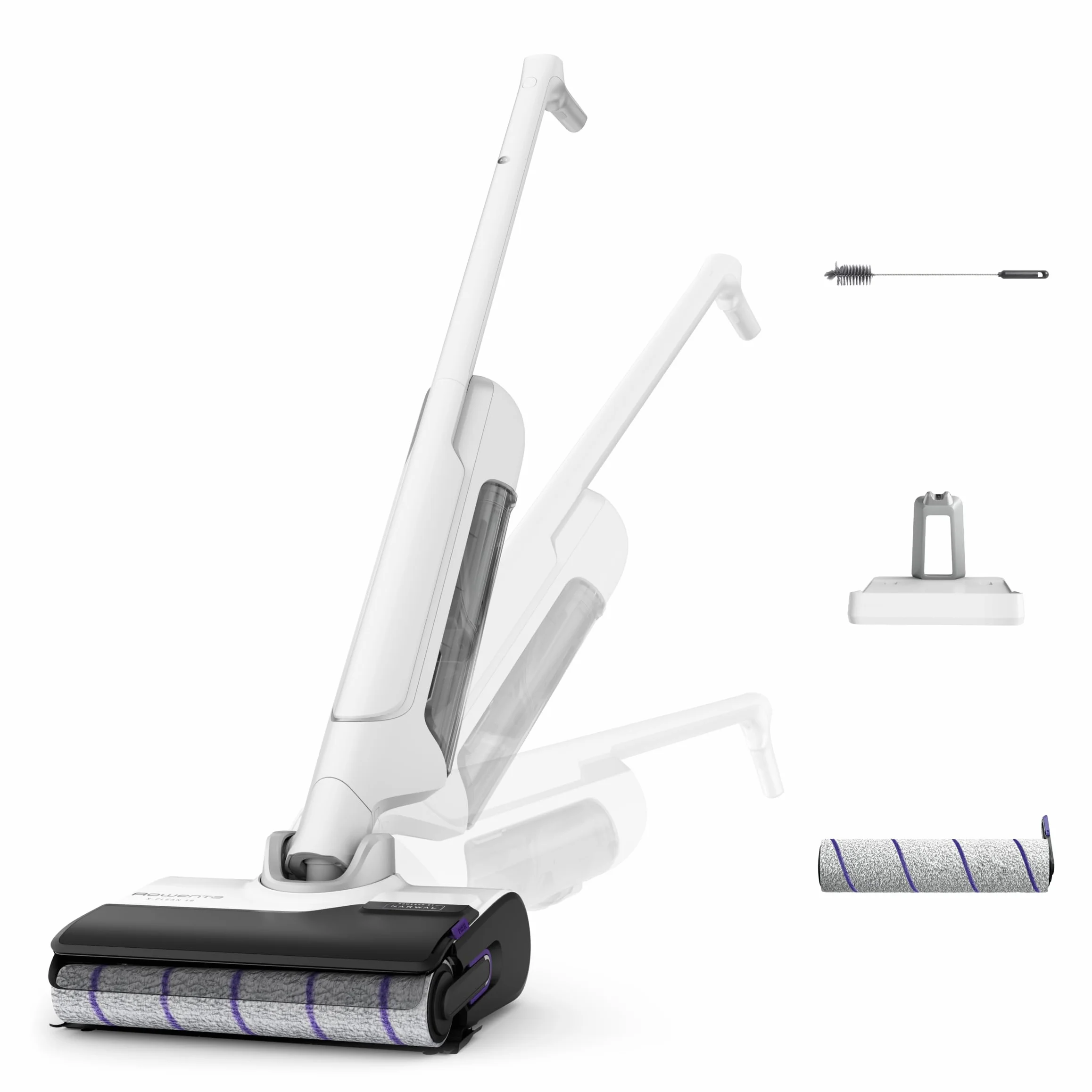 Rowenta Aspirateur Laveur sans fil X-Clean 10 180° Plat Auto-Nettoyage 65°C 60min Blanc GZ7540WO