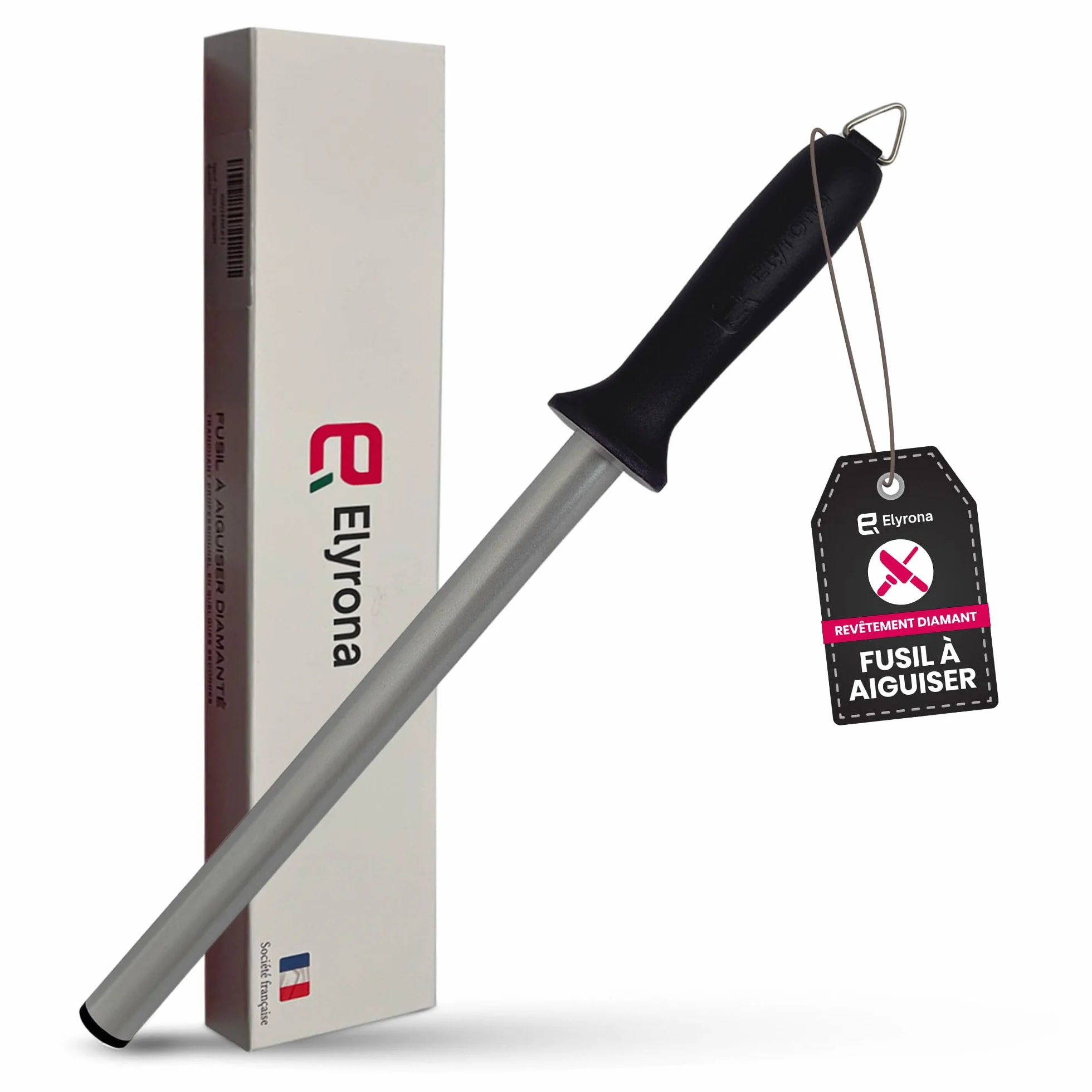 Fusil à aiguiser diamant professionnel 25 cm - aiguiseur couteaux pro - compatible tous couteaux de cuisine
