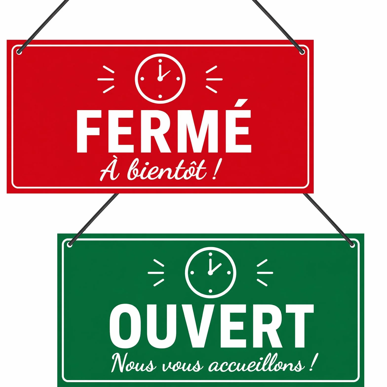 Panneau Ouvert Fermé 30x15cm Pour Store Et Boutique, Pancarte De Porte Double Avec Cordelette