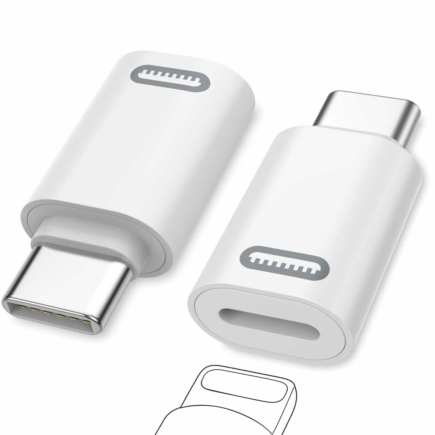 MoKo Adaptateur Lightning Femelle vers USB C 2 Pièces pour iPhone 17 Air 16 15 Pro Max Plus iPad Pro Air Blanc PD