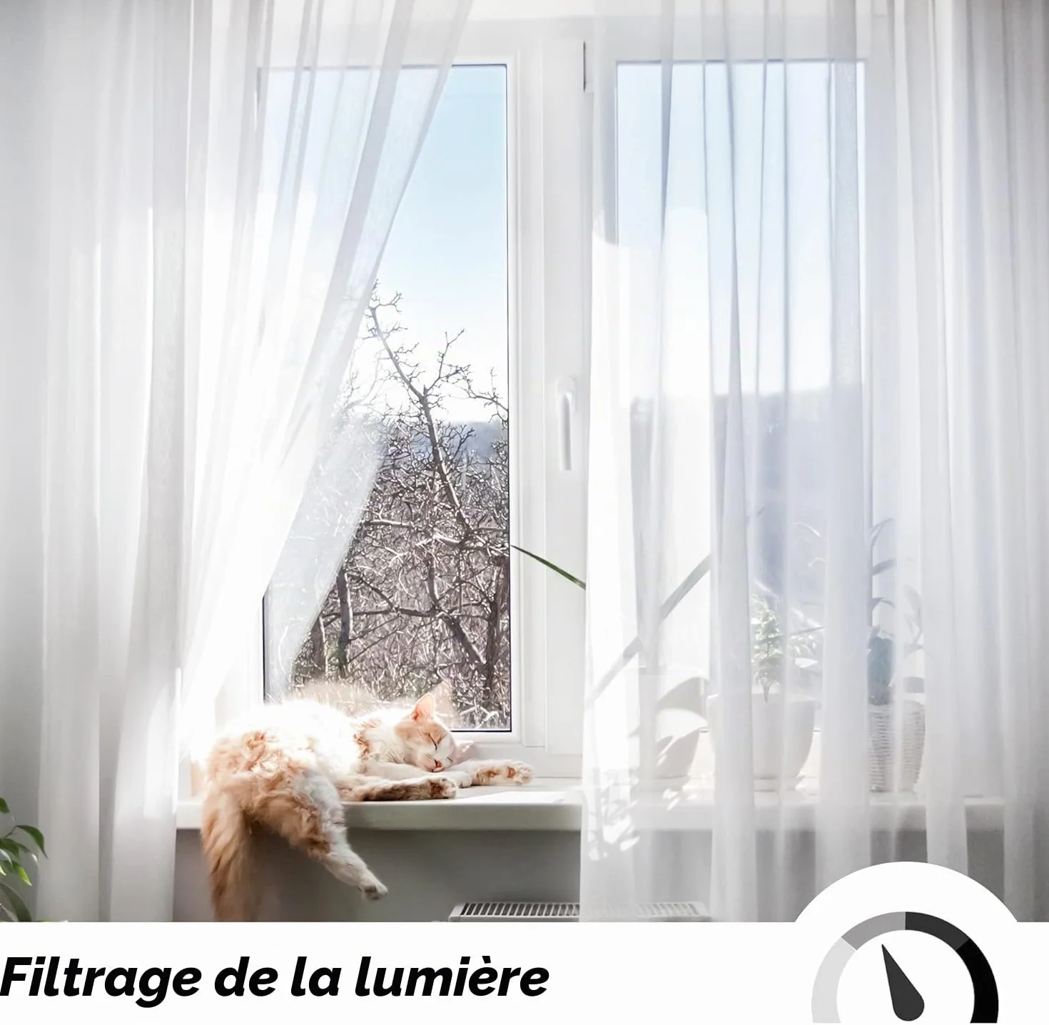 Deconovo Lot de 2 Voilages Semi-Transparents Aspect Lin 140 x 240 cm Blanc