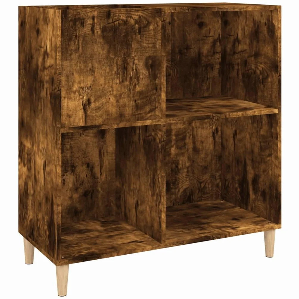 Meuble à disques en chêne fumé – Étagère à bibliothèque multifonction pour CD et vinyles – Meuble étroit pour TV et salon – 84,5 x 38 x 89 cm en bois multicouche