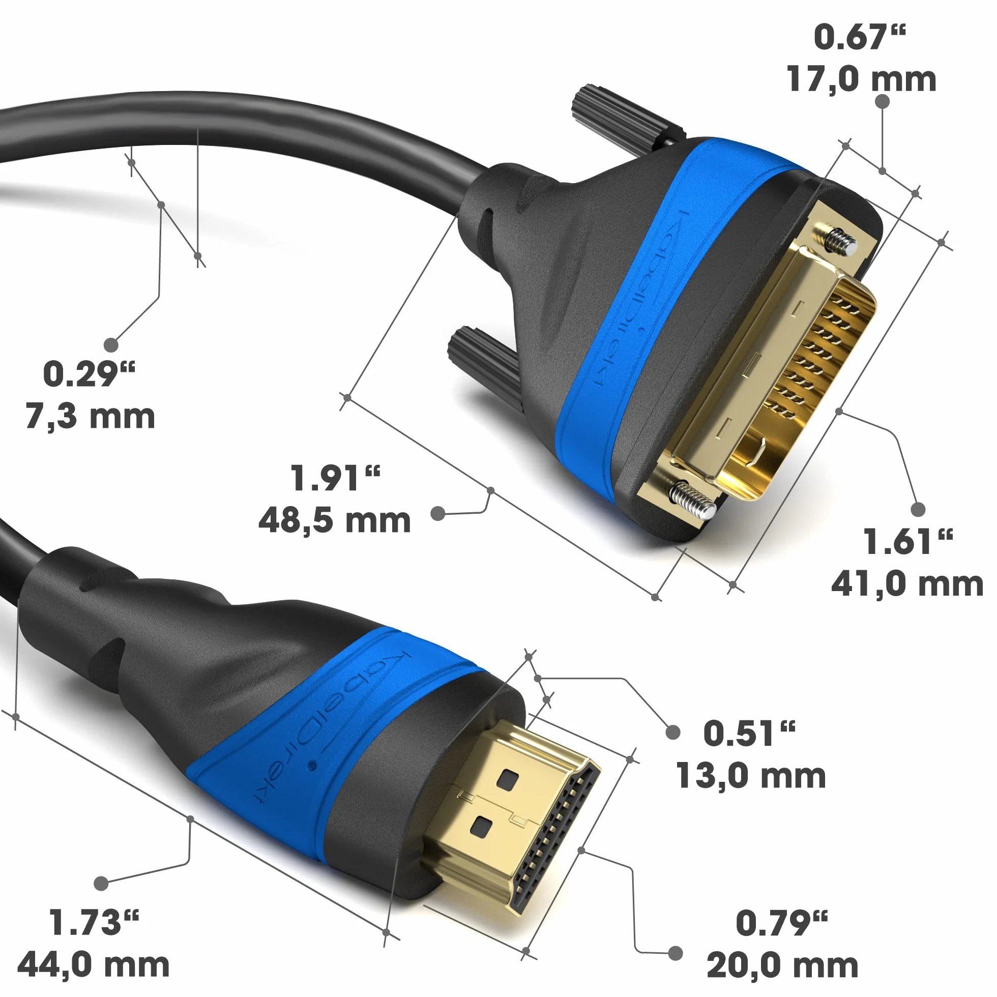 KabelDirekt 2m Câble adaptateur DVI 24+1 à HDMI DVI-D Full HD 1080p Highspeed avec Ethernet TOP Series