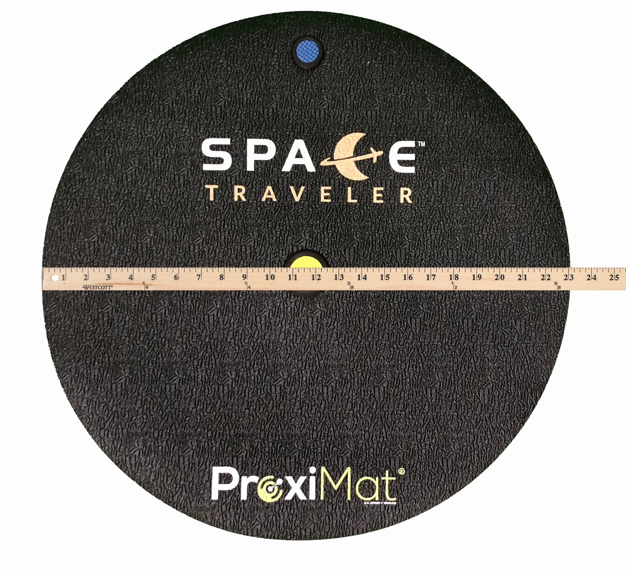 ProxiMat Space Traveler Theo 58.4 cm okrągła mata VR do małego pokoju zapewnia skalę stojącą i pokojową. Świetne akcesorium na prezent do platformy Oculus Rift, Quest, HTC Vive, Valve Index