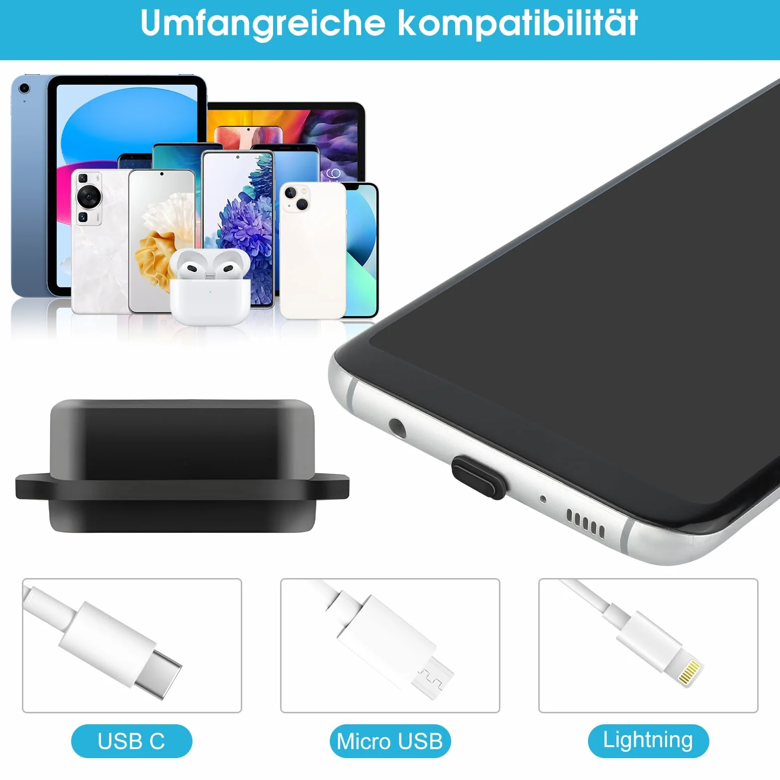 8 sztuk zatyczek C, silikoniczna osłona C, port ładowania USB C