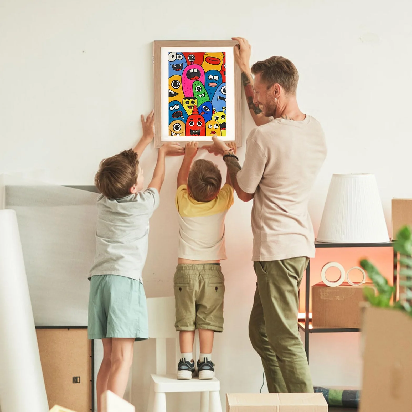 FIVAVA 2 Pièce Cadre Dessin Enfant A4 à Remplir 50-150 Images, Cadre Pliant pour Dessins d'Enfants, Bois