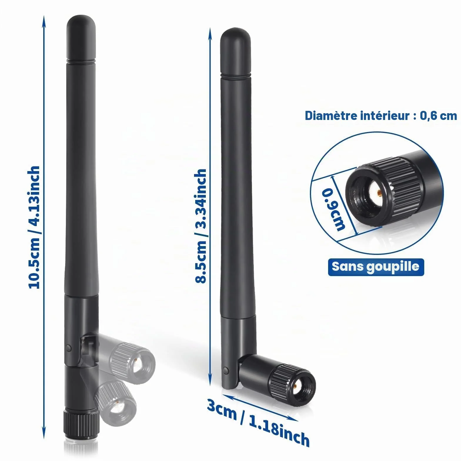 Bingfu Antenne WiFi Bi-Bande 2.4GHz 5GHz 5.8GHz 3dBi MIMO RP-SMA Mâle Omnidirectionnelle pour Caméra Sécurité Routeur WiFi, 2 Paquets