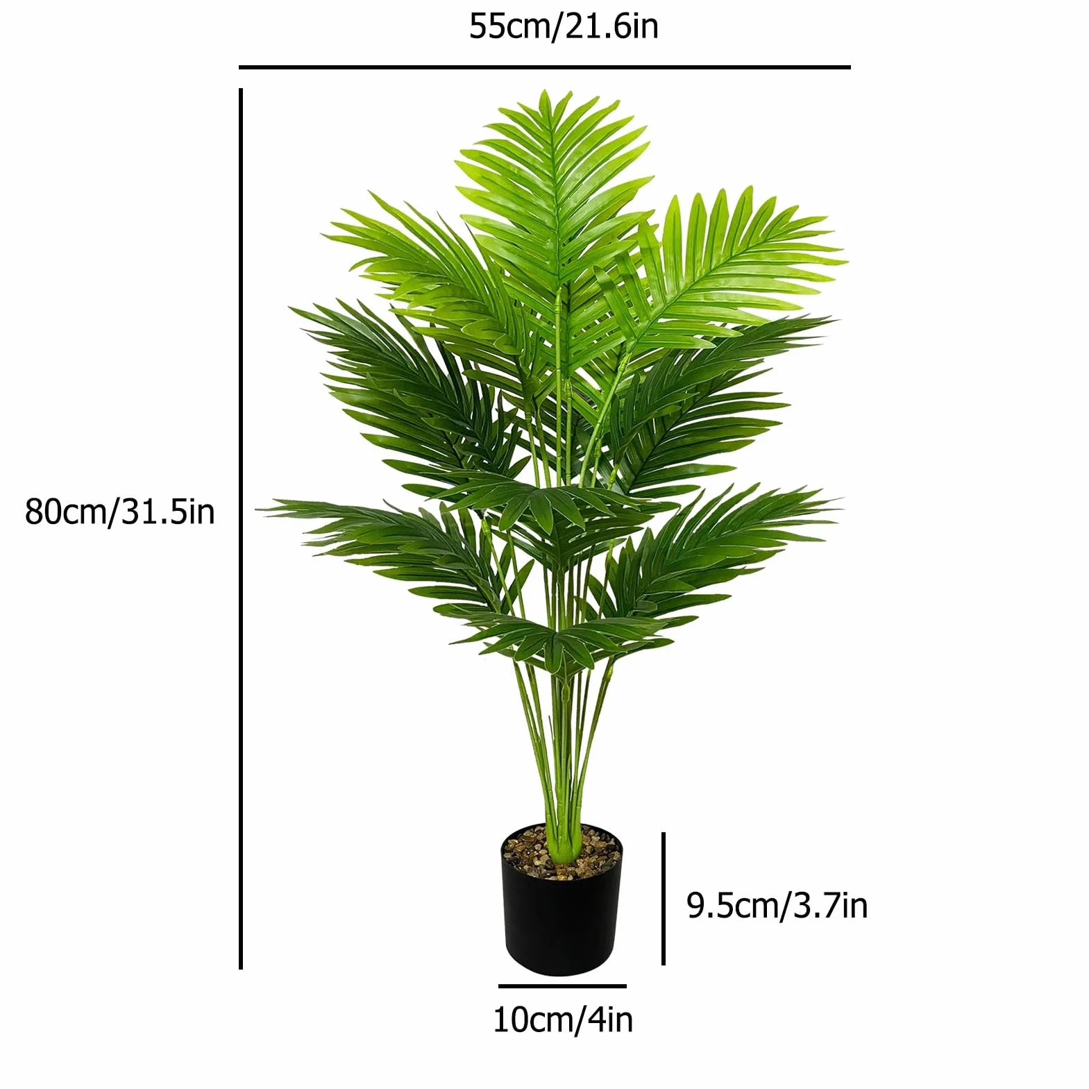 Palmiers Artificiels 80cm Grandes Plantes Vertes en Pot pour Décoration Intérieur Extérieur Maison Bureau