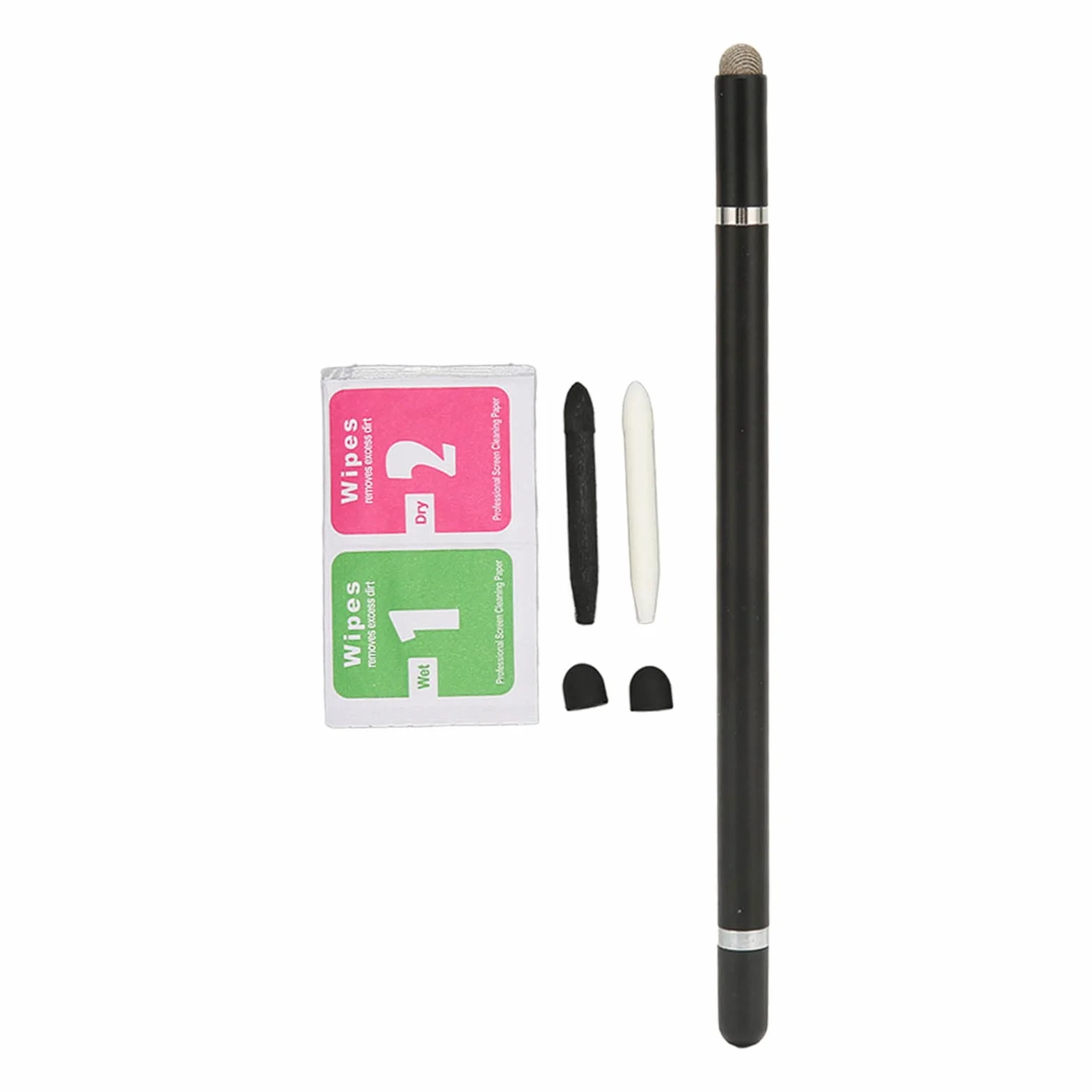 Rysiki, 3 w 1, Uniwersalny Rysik Fine Point do Telefonów Komórkowych Typu Tablet, Uniwersalny Rysik do Ekranu Dotykowego o Wysokiej Czułości z 2 Końcówkami z Włókna, do Pisania(Czarny)